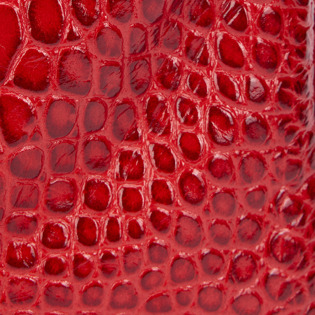 Red Croc-Embossed Shoulder Bag With Mirror Snake