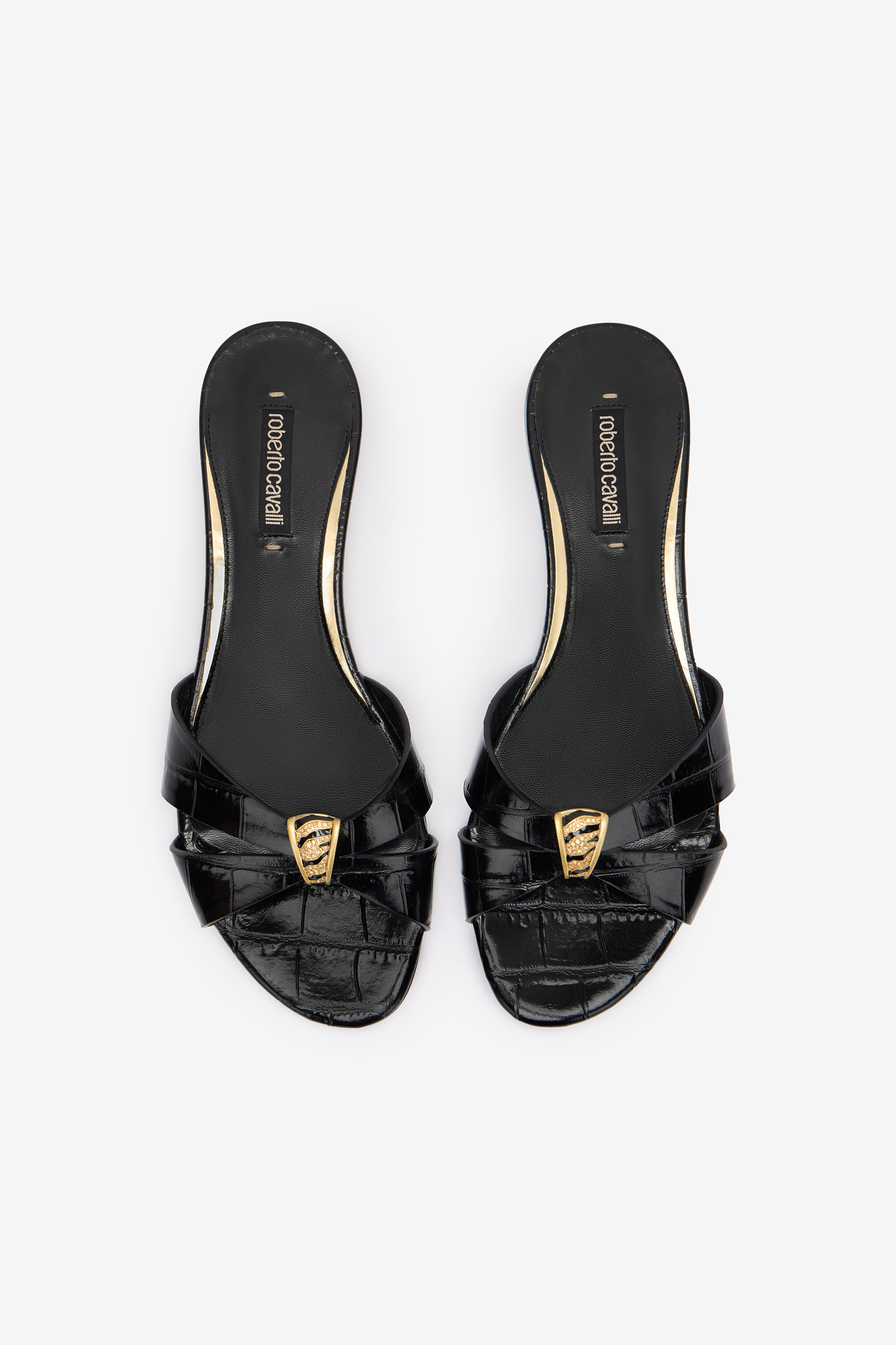 Roberto Cavalli Slides With Jewel Detail In Black