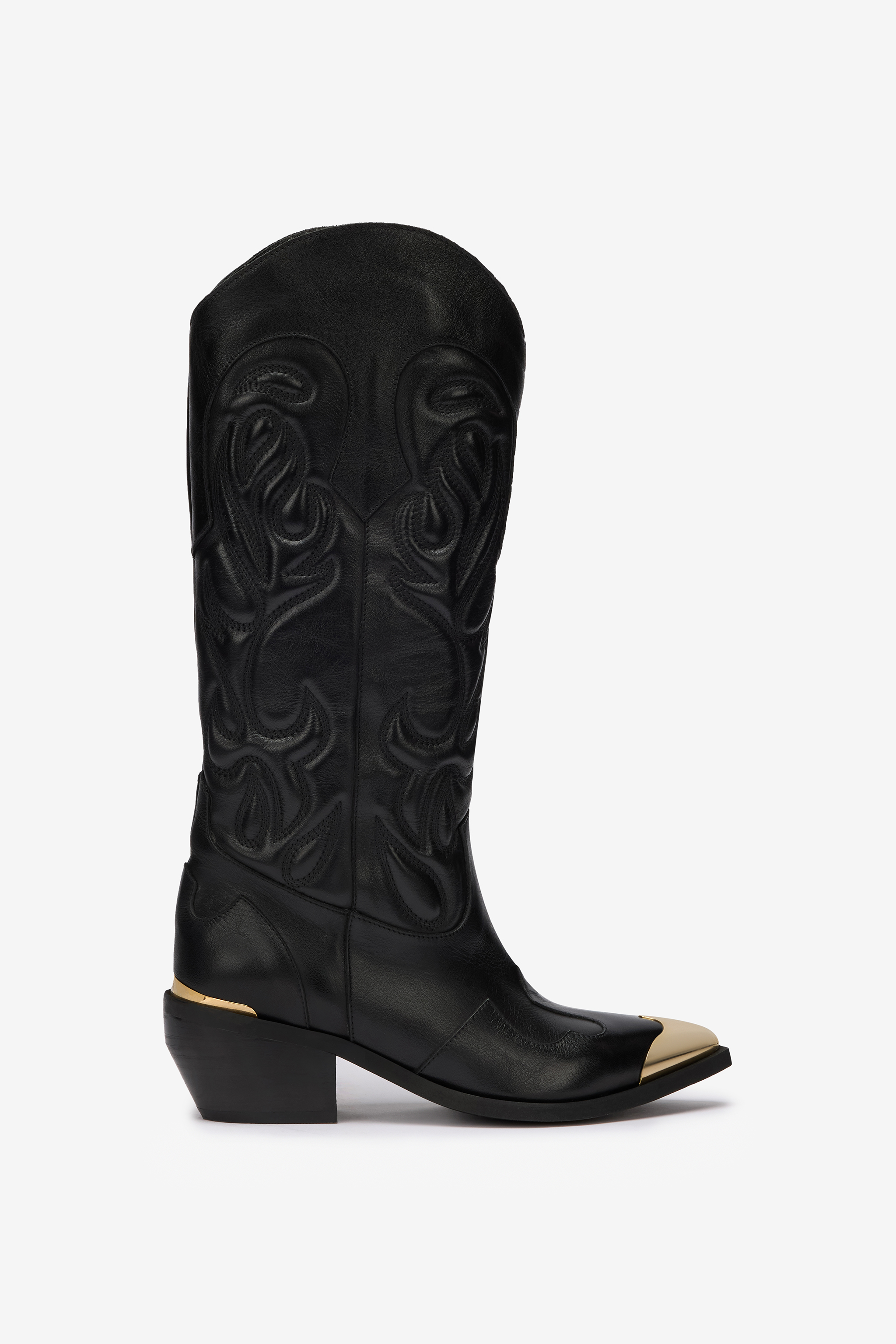 Roberto Cavalli Black Texan Boots In Multi