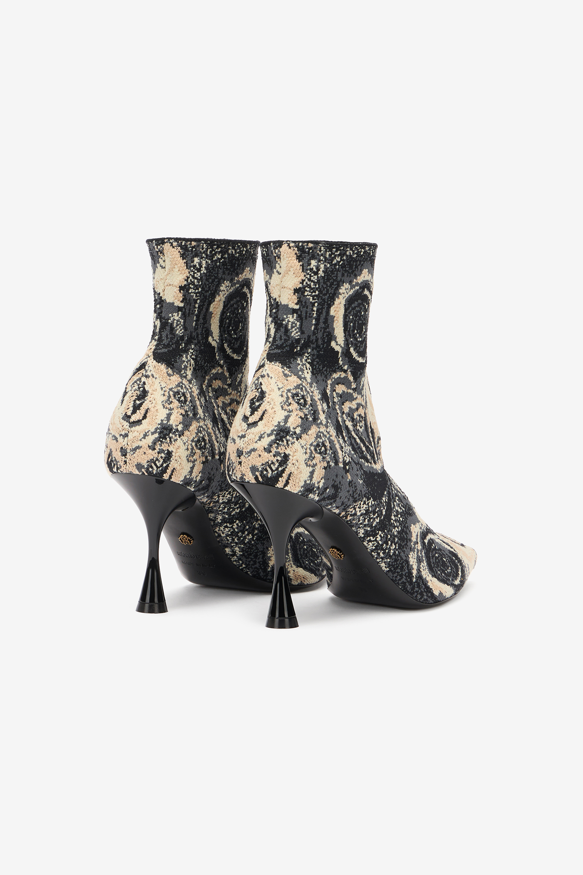 Roberto Cavalli Floral-print Ankle Boots In St.rose/nero
