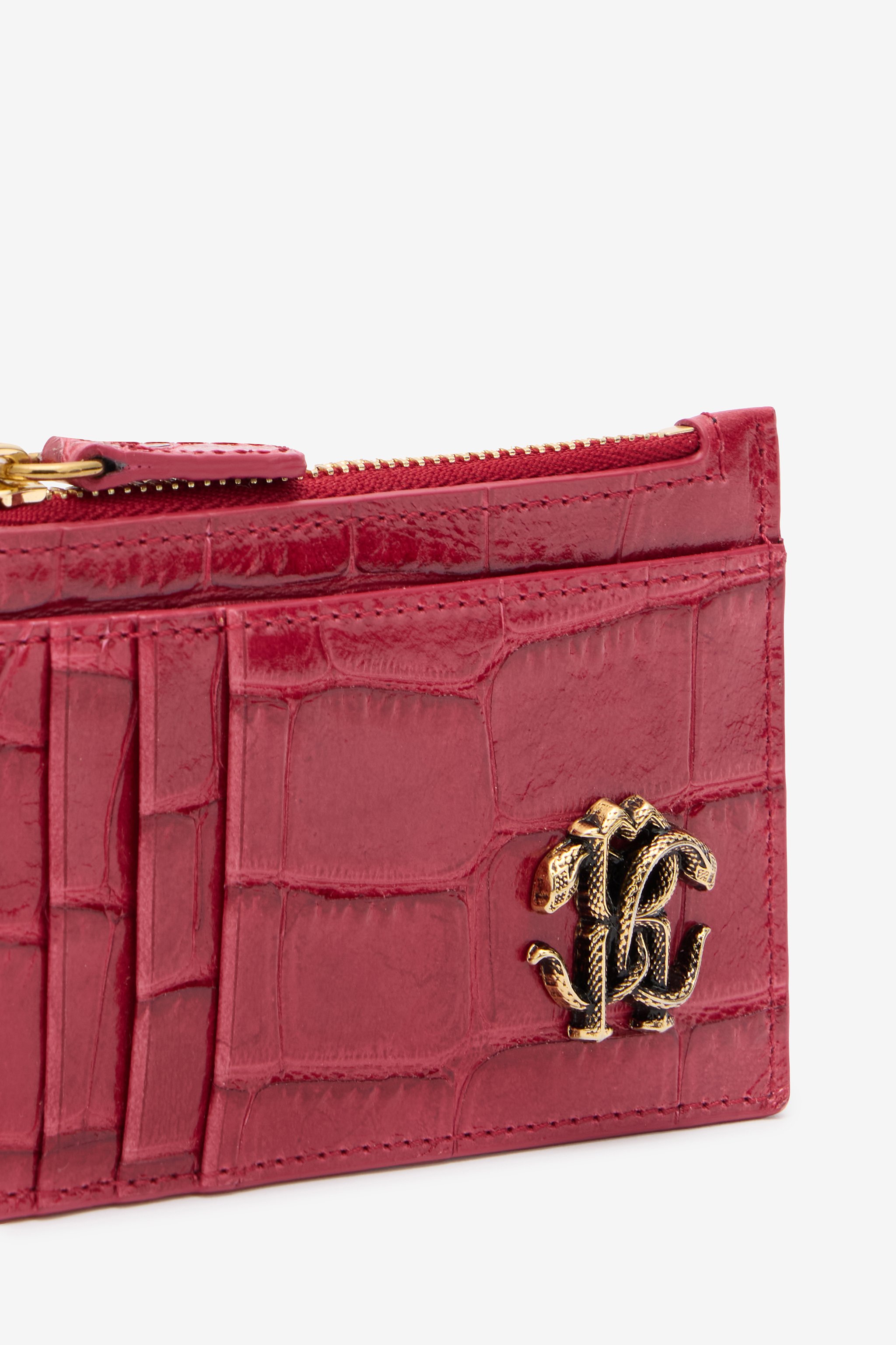 Roberto Cavalli Crocodile-effect Coin Purse In Pink