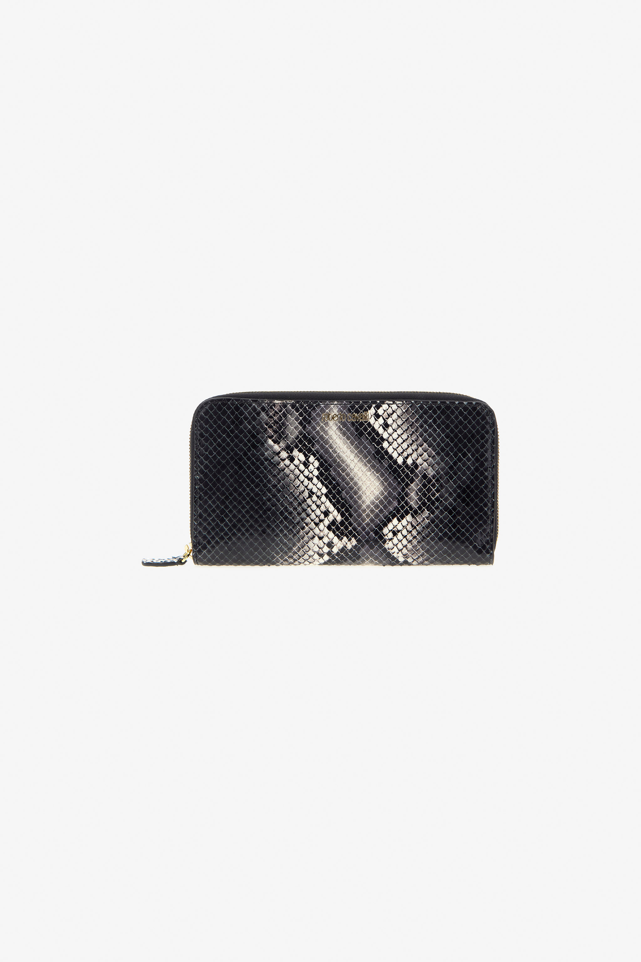 Logo-print leather wallet in Black for Women | Roberto Cavalli®