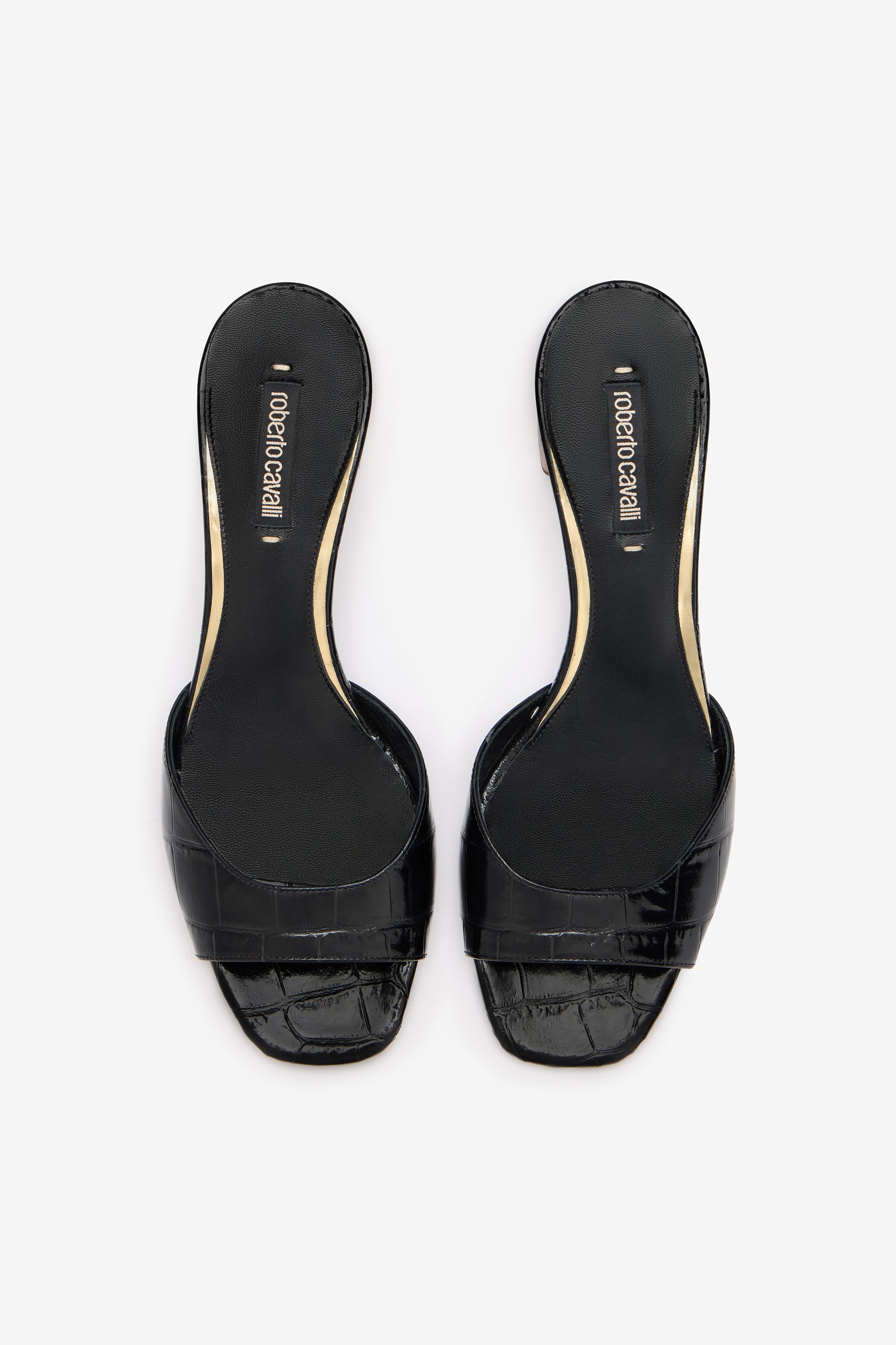 Mules With Thick Golden Heel
