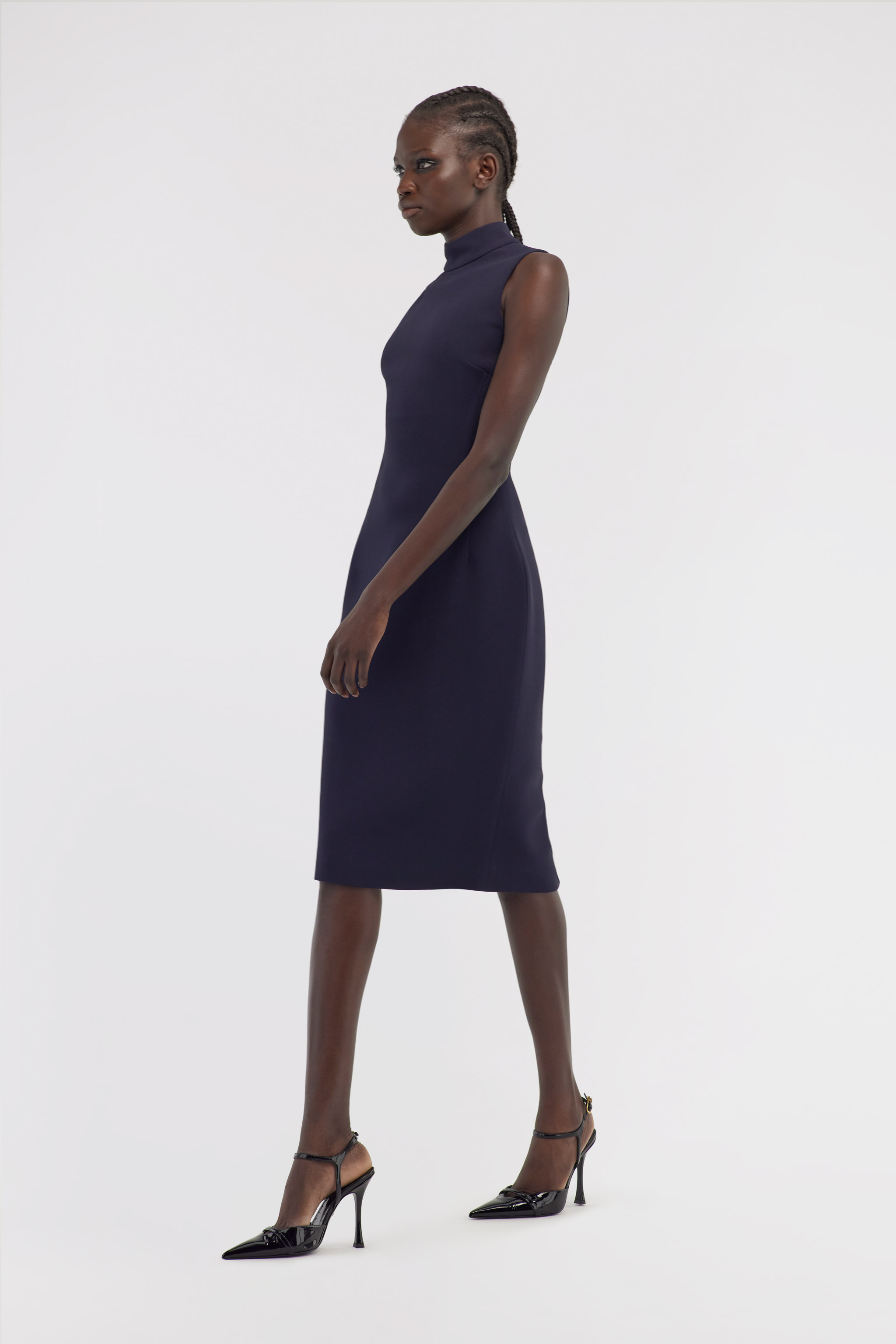 Roberto Cavalli Sleeveless Dress With Rc In Dark Blue