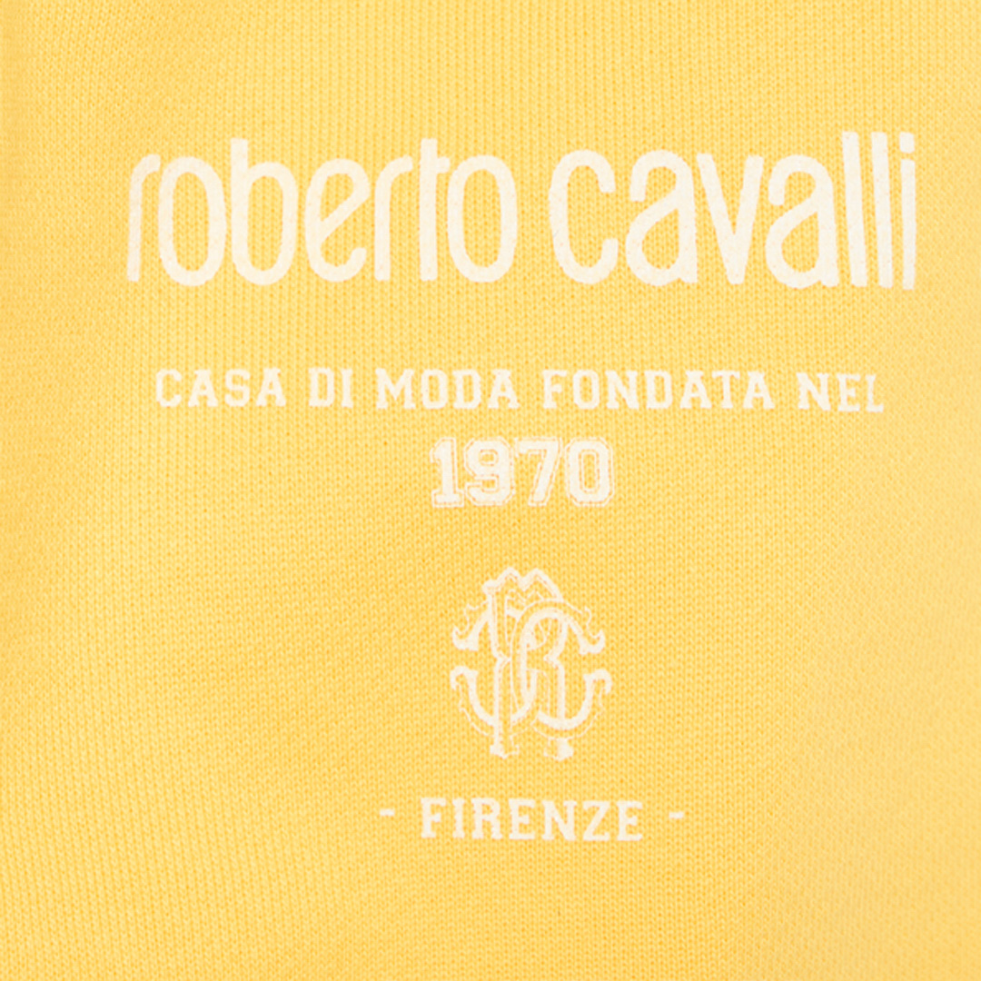 Roberto Cavalli Yellow Track Pants With Logo Print In Yellow