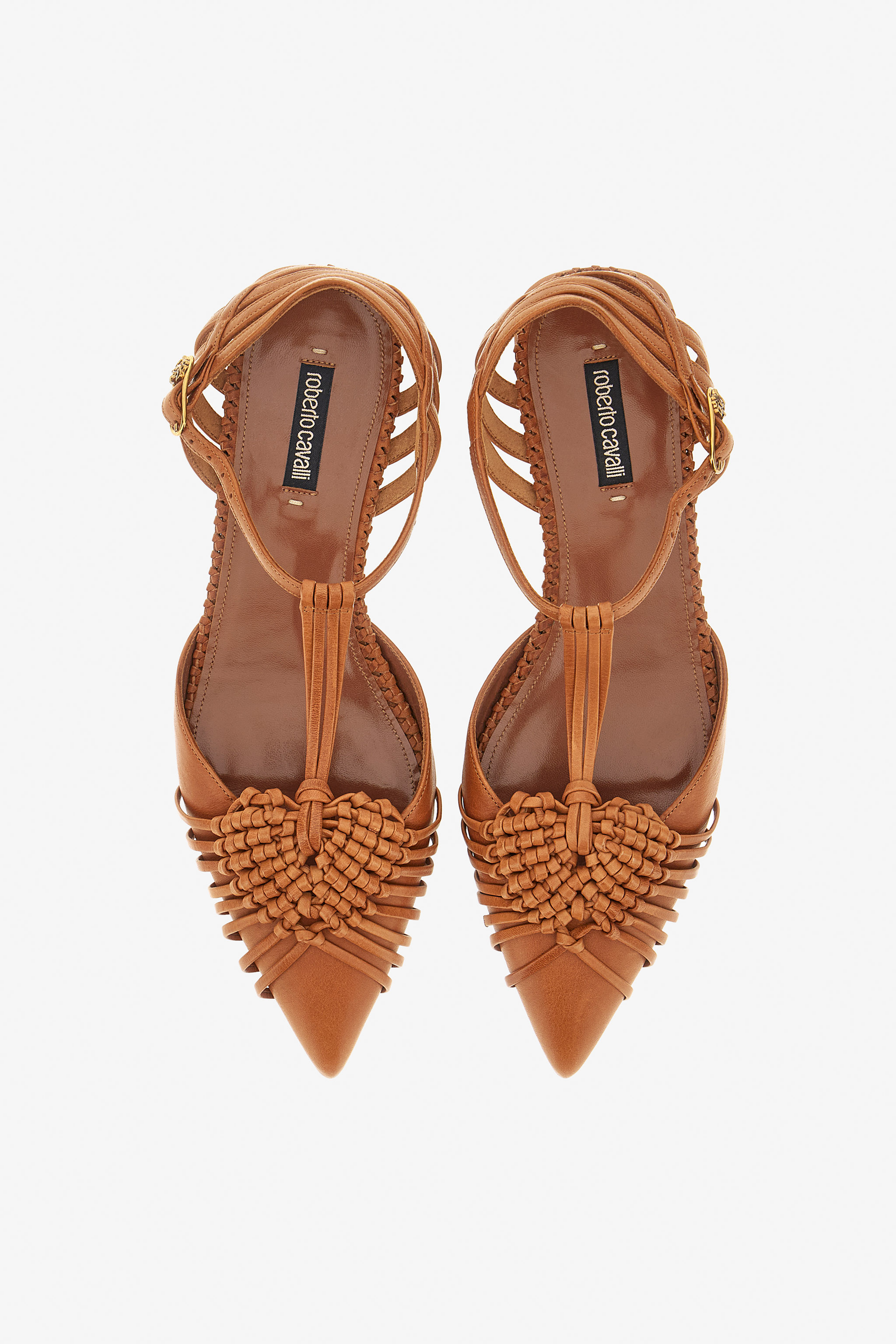 Roberto Cavalli Ballerina With Weave In Brown