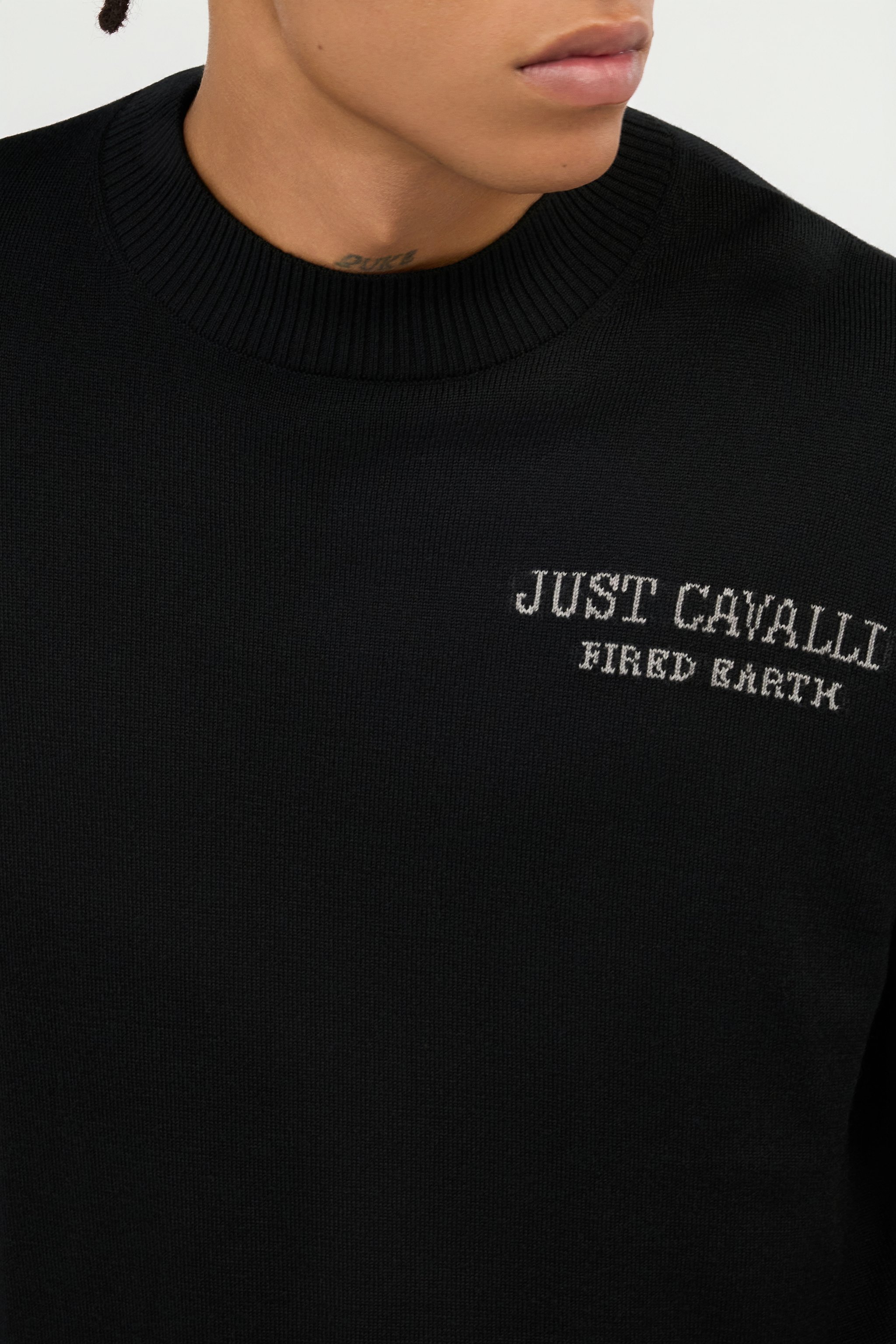 Roberto Cavalli Sweater With Deer Motif In Black