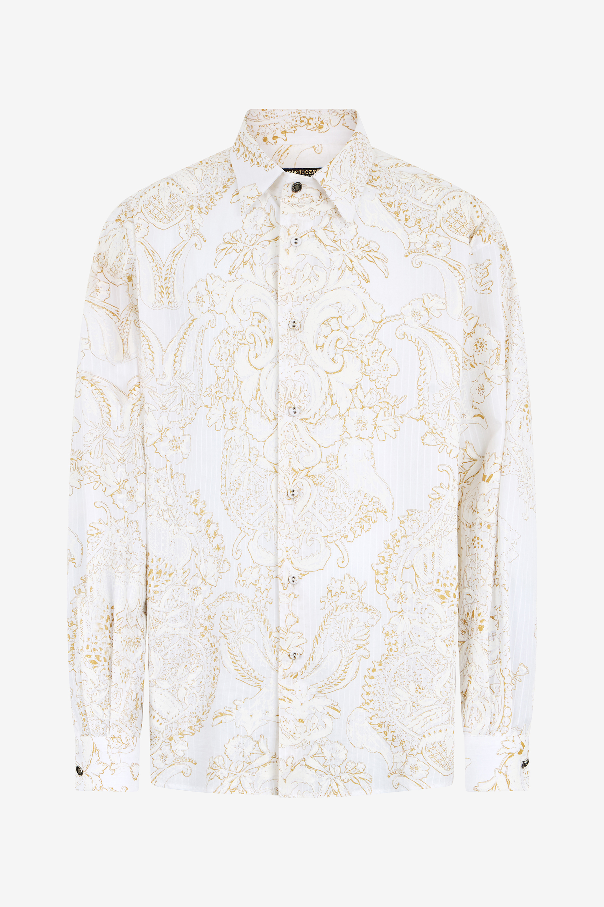 Roberto Cavalli Herren Hemd Mit Ornamentalem Muster In Weiß - Hemden White