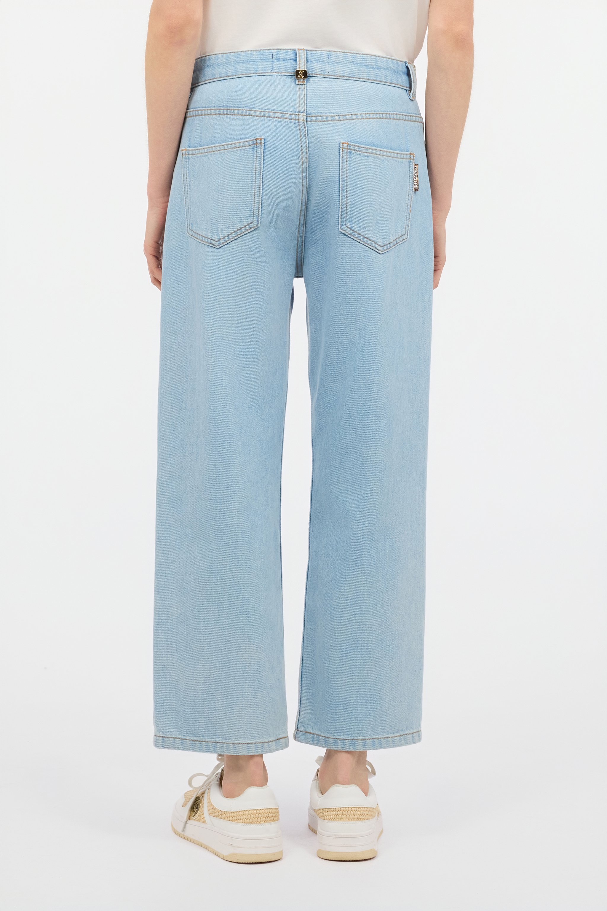 Roberto Cavalli Culotte Jeans With Light Wash In Light Blue