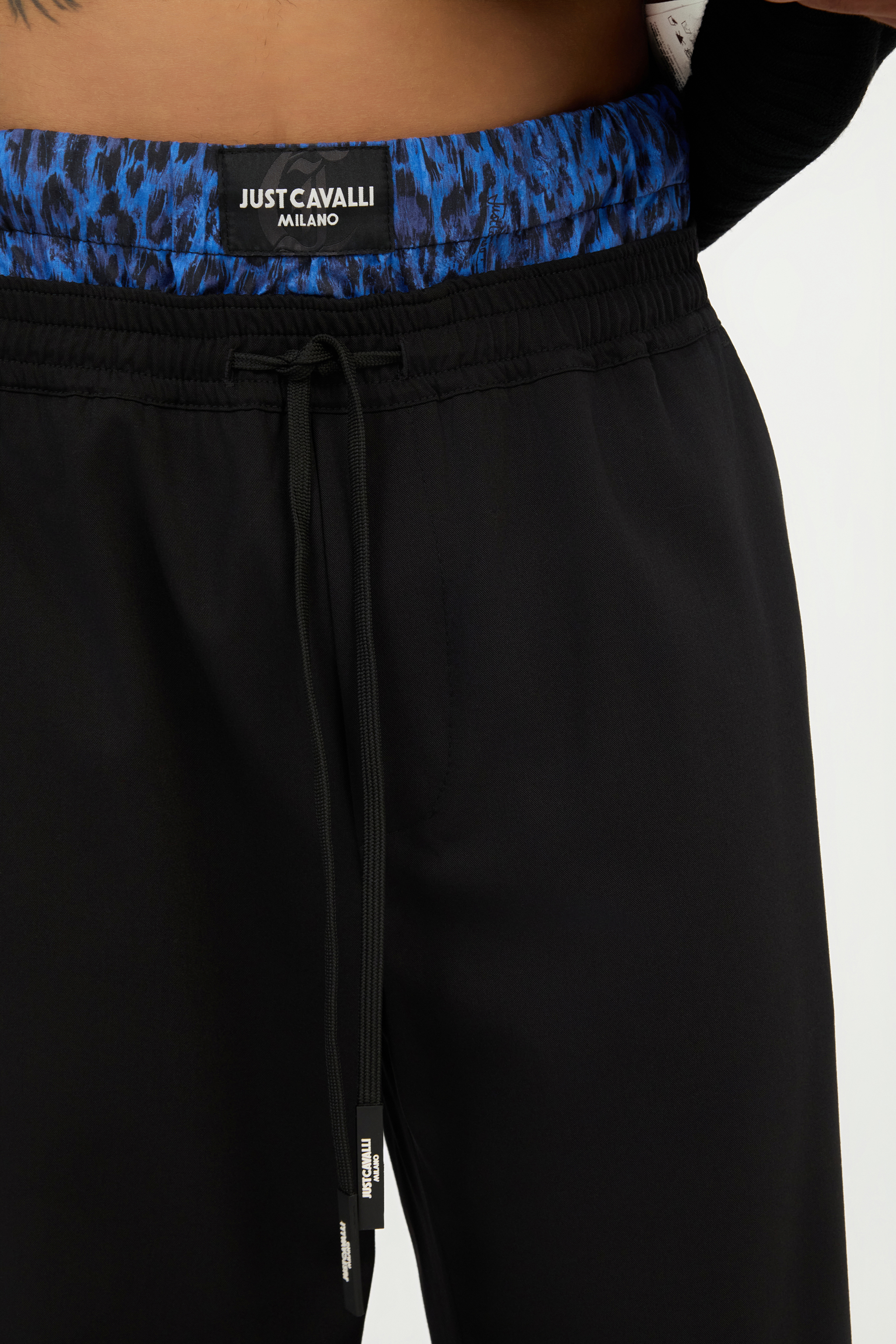Black Trousers With Printed Waistband