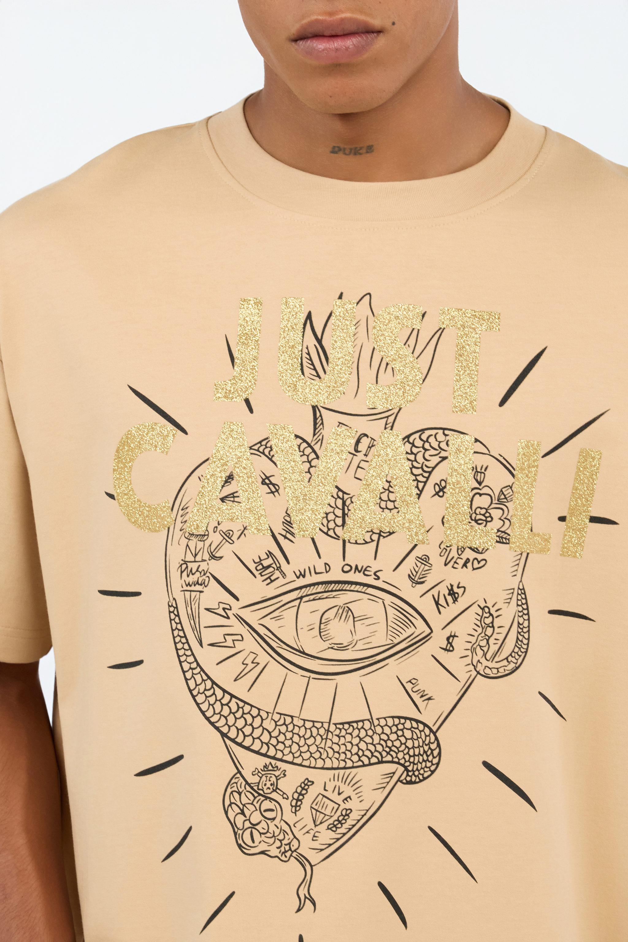 Beige Graphic Print T-shirt