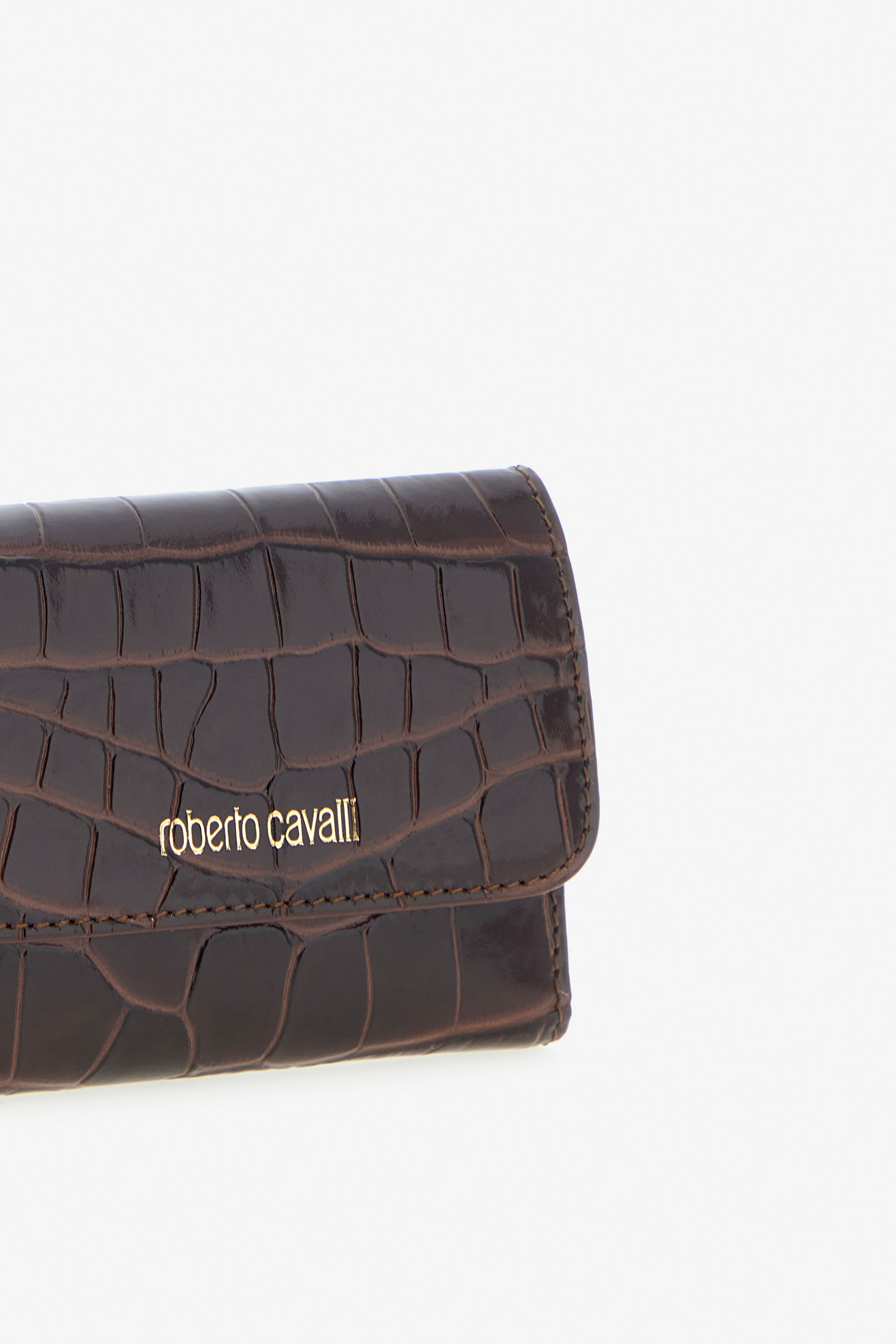 Roberto Cavalli Crocodile-print Wallet In Brown