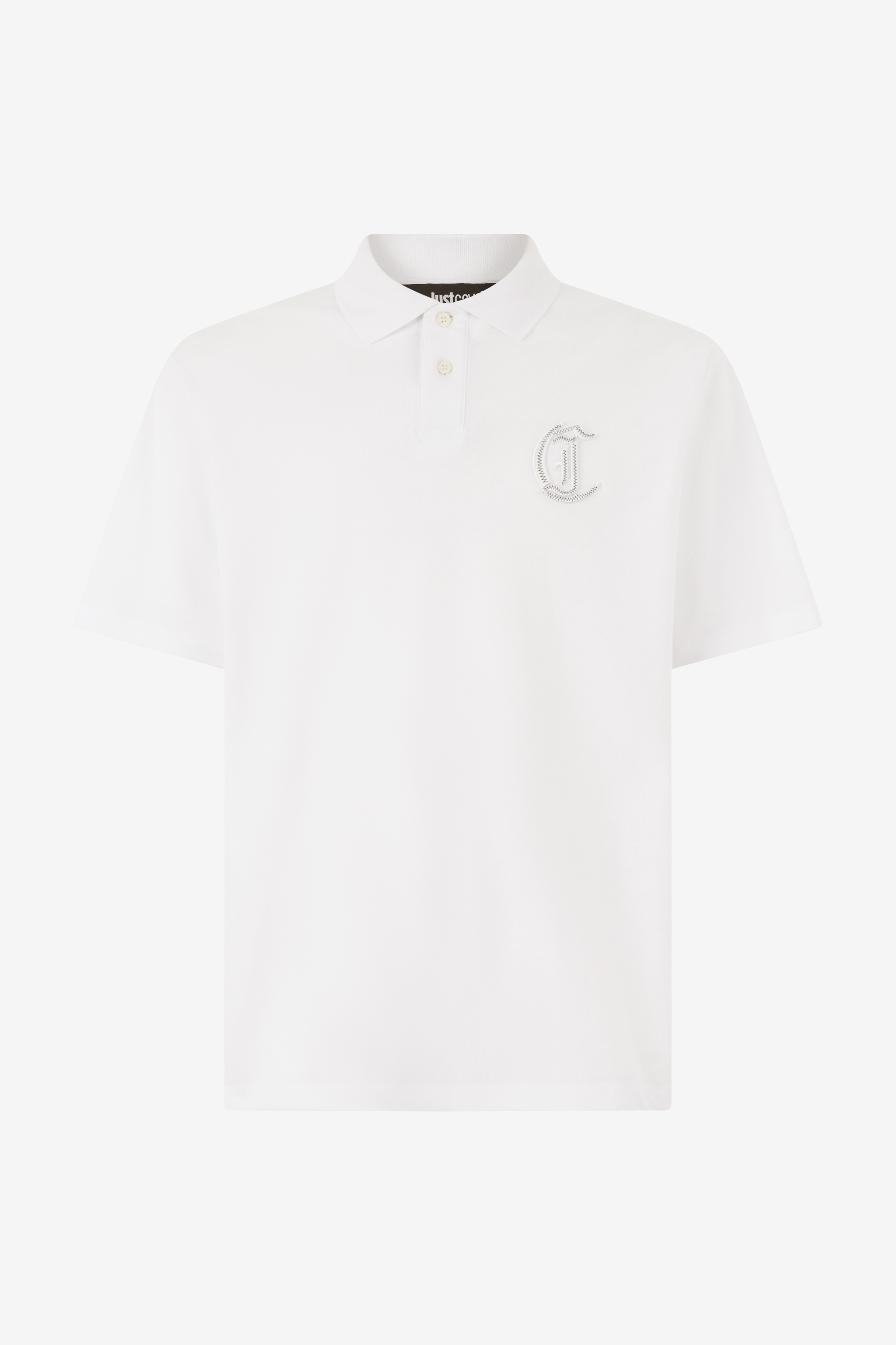 Roberto Cavalli Uomo Bianco Polo Con Monogram Jc In Rilievo - Abbigliamento