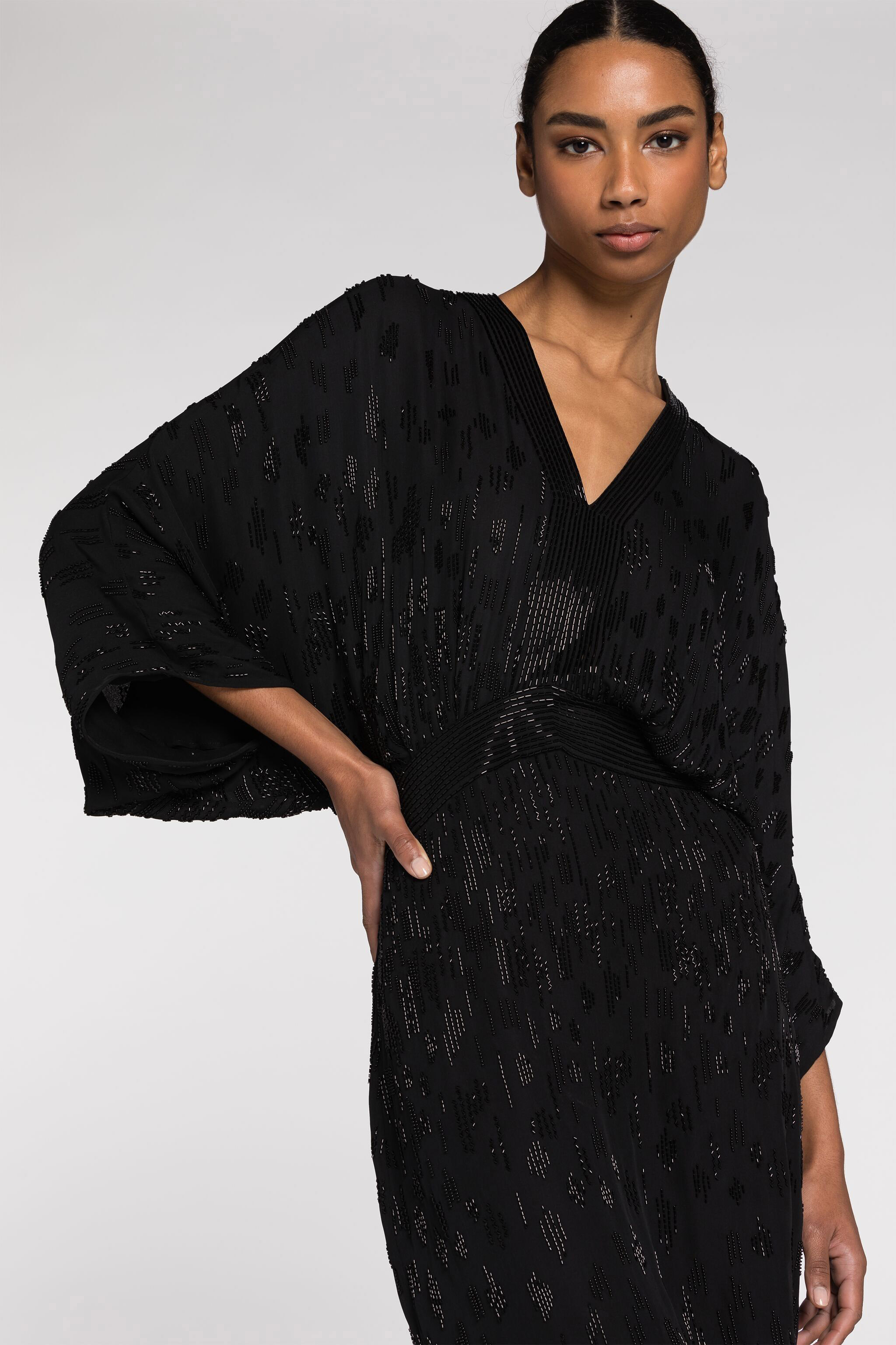 Roberto Cavalli Bead-embellished Short Silk Dress In Black