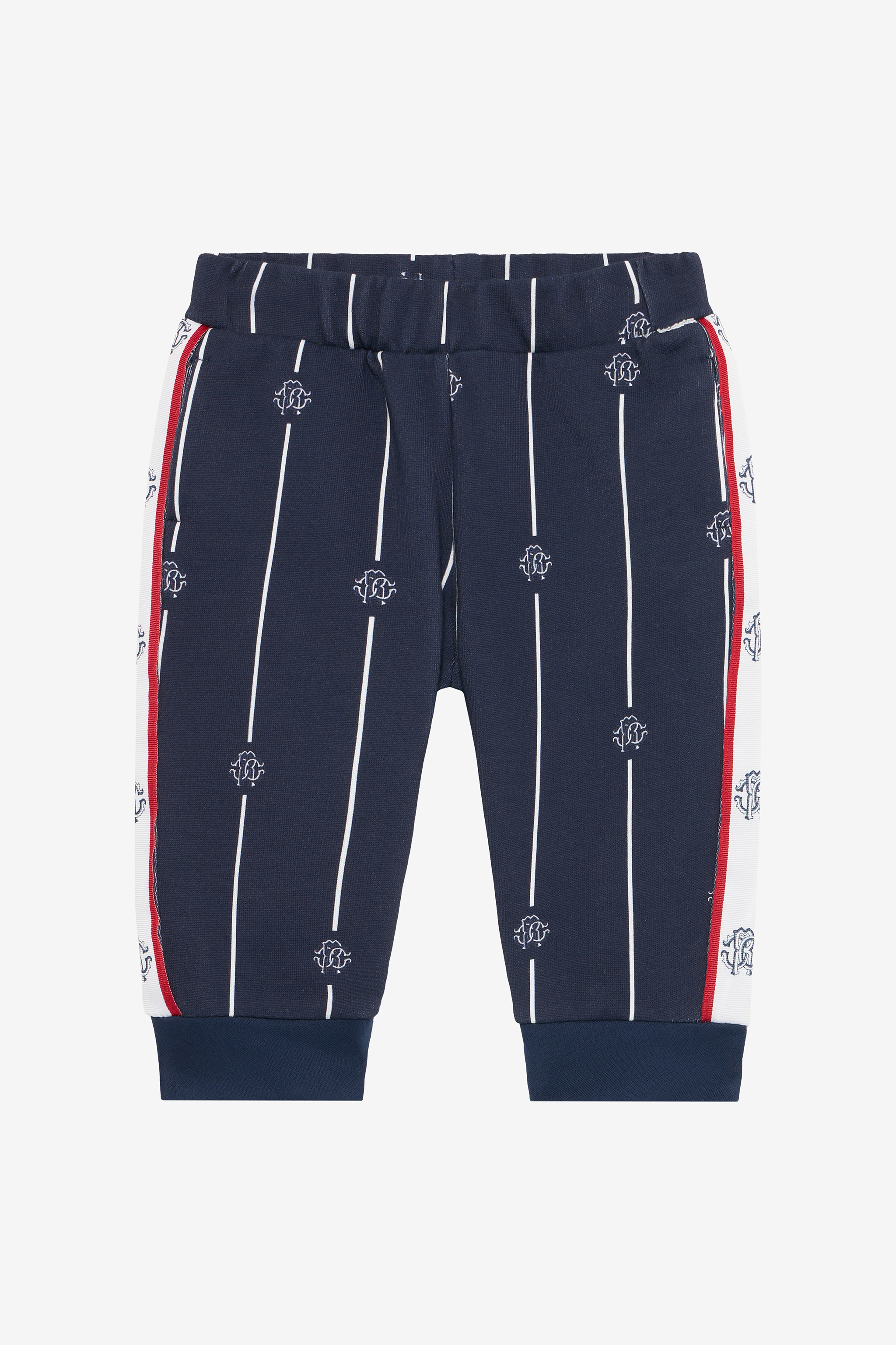 Roberto Cavalli Blue Track Pants With Rc Monogram And Stripes In Blue