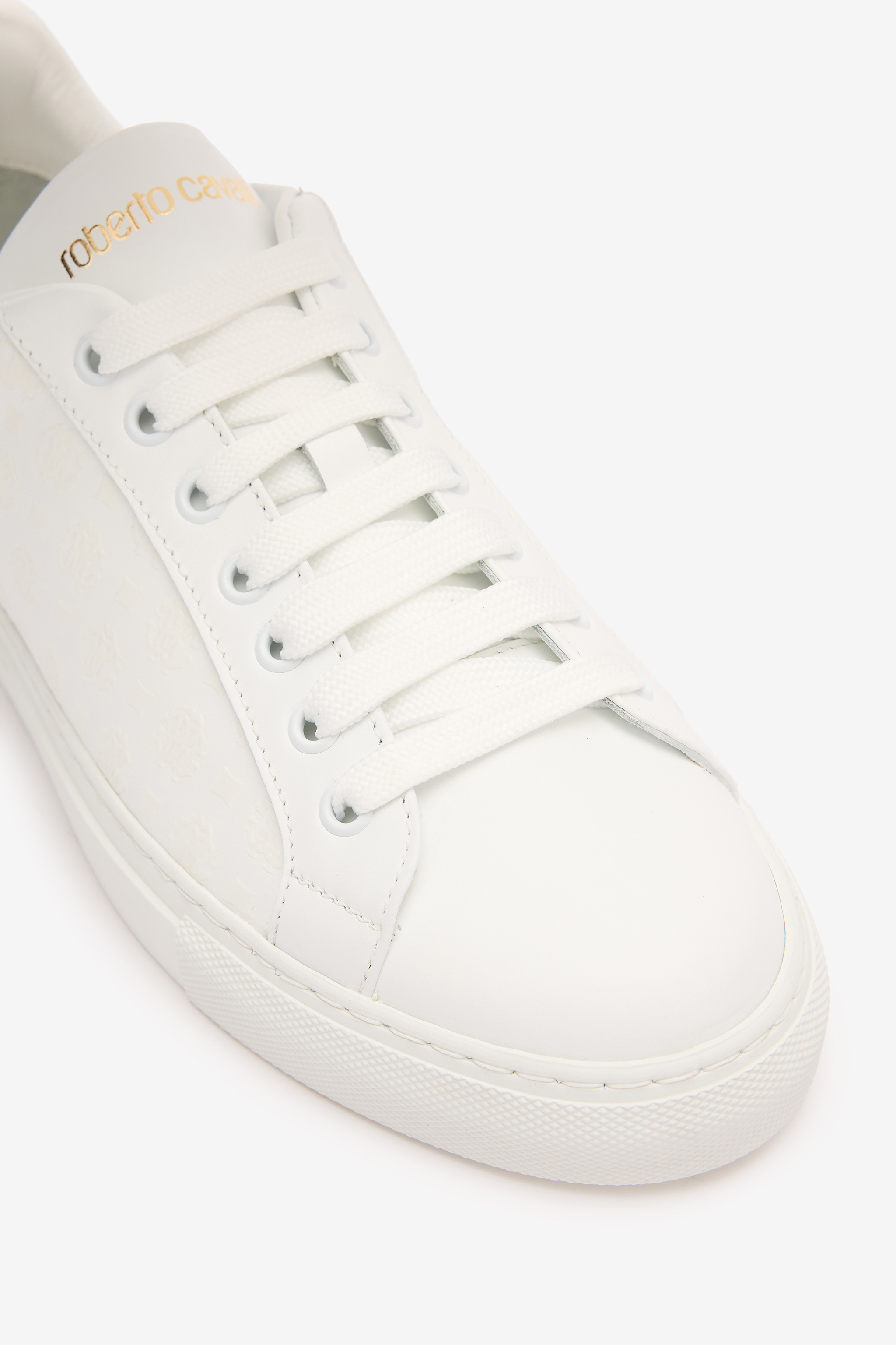Roberto Cavalli Sneakers With All-over Rc Monogram In White
