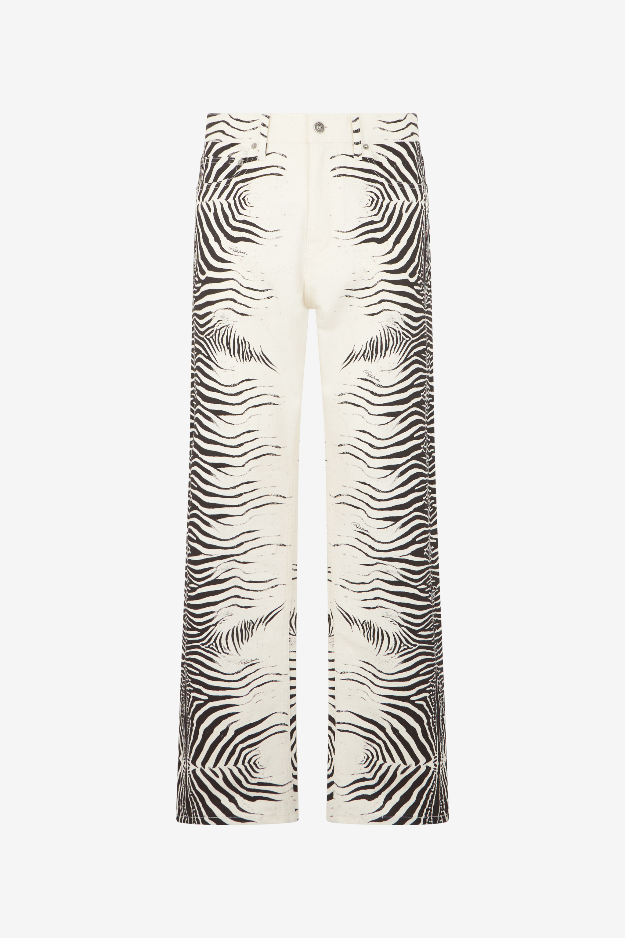 Roberto Cavalli Men's White/Black Zebra Print Denim Jeans - Trousers Zebra