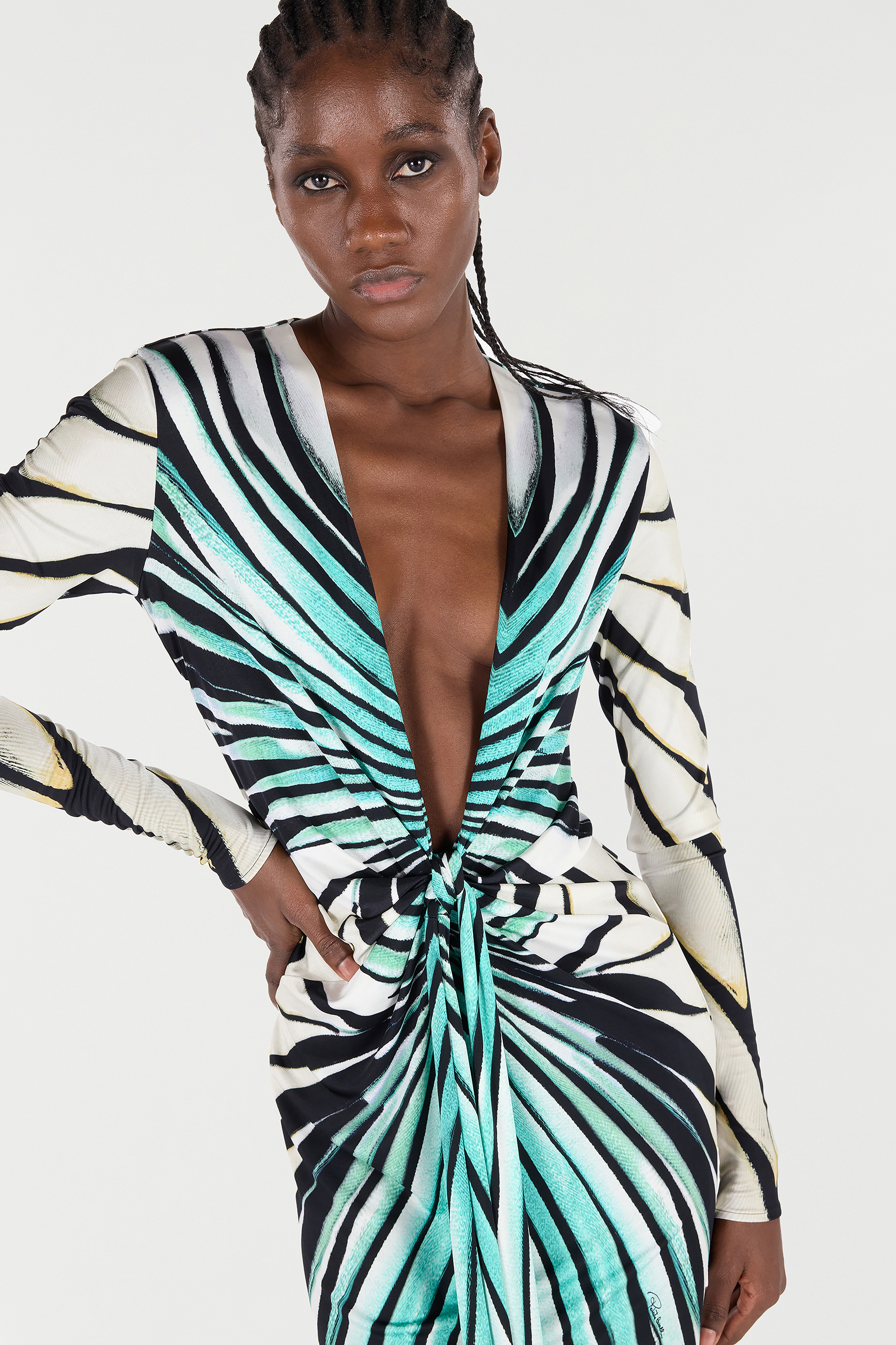 Shop Roberto Cavalli Ray Of Sea Druck Kleid Maxi