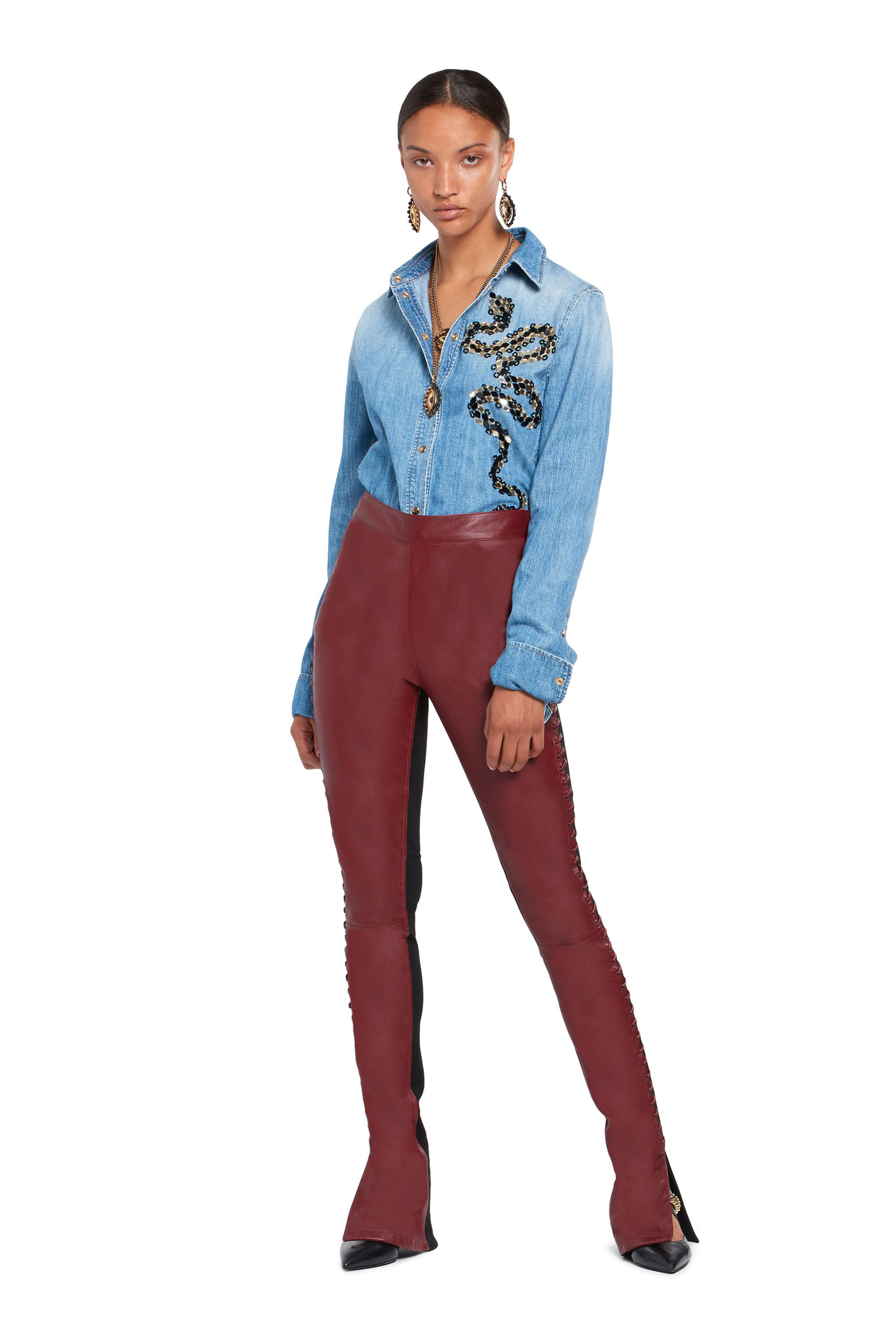 Blue Embellished Denim Shirt