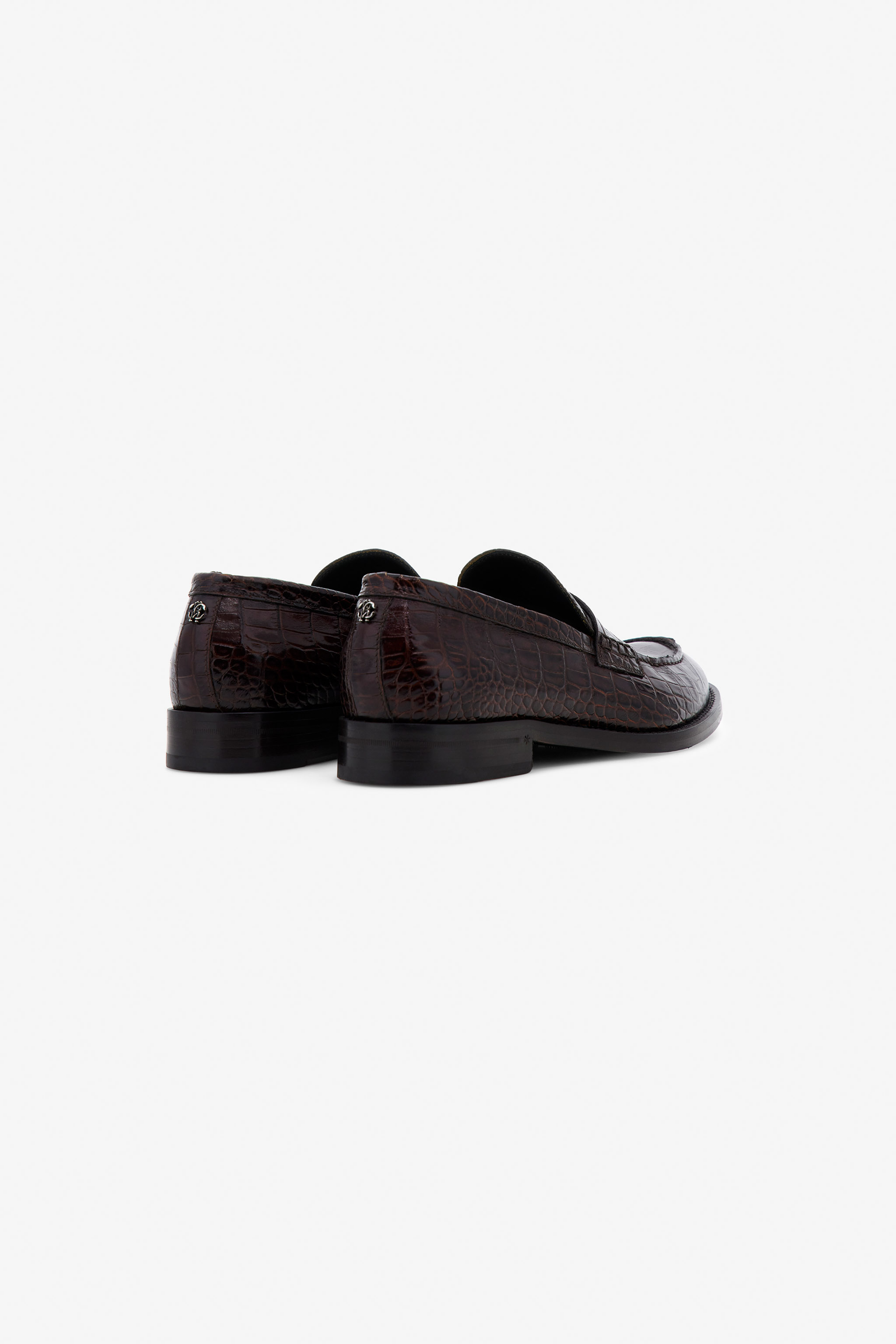Roberto Cavalli Leather Loafers In Dark Brown