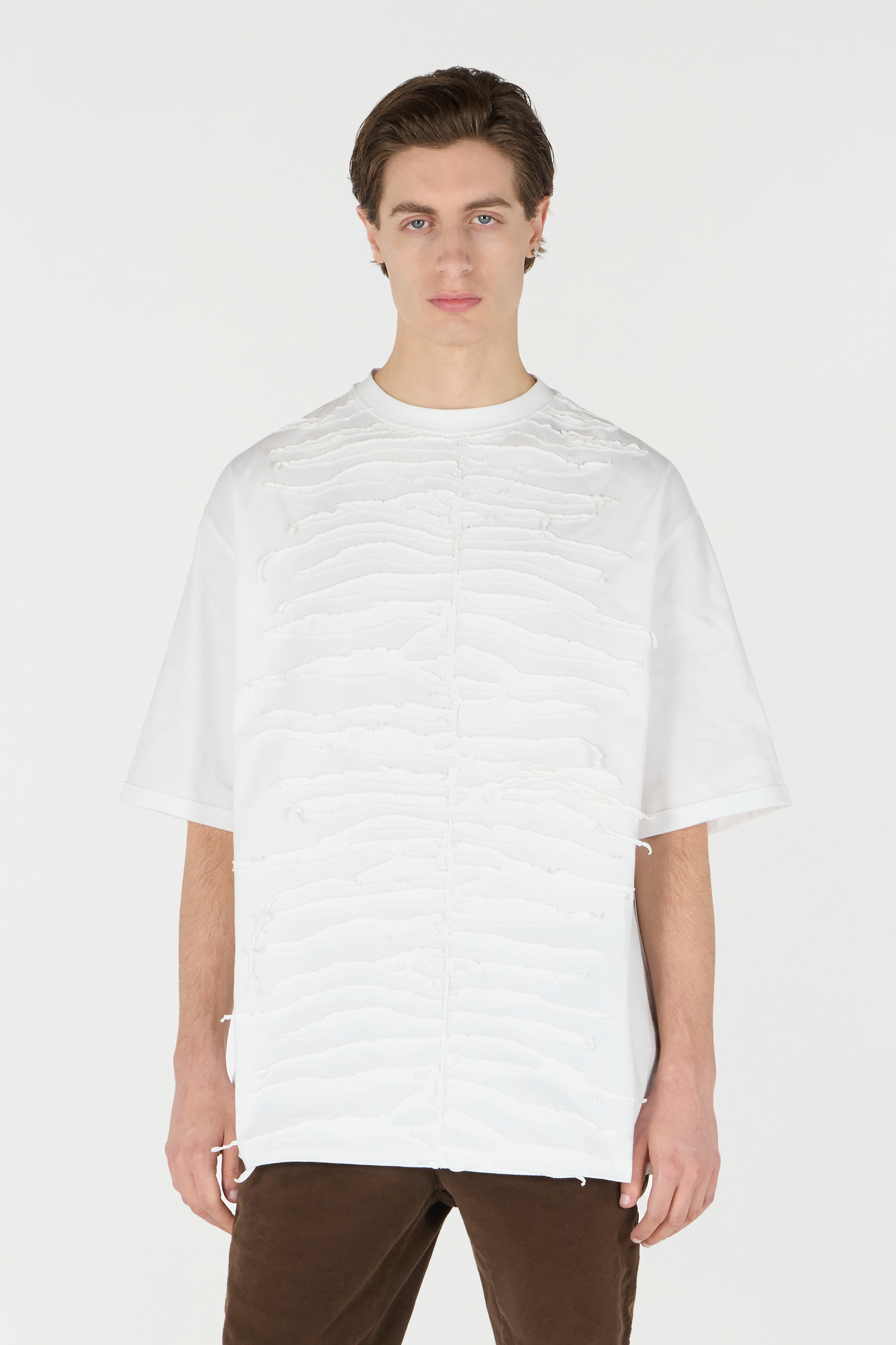 Roberto Cavalli T-shirt With Textured Zebra Pattern In White