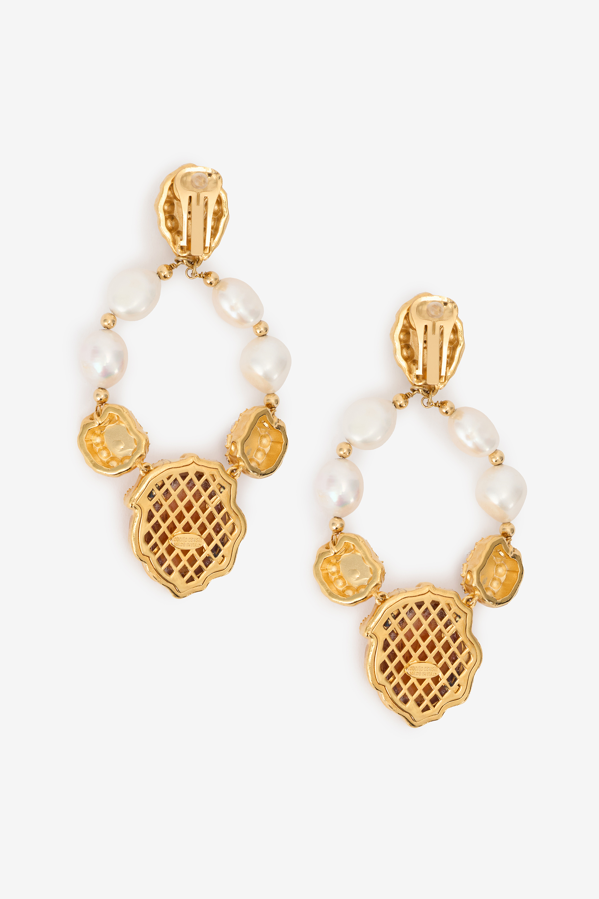  Roberto Cavalli Golden Earrings With Pearls And Topaz-effect Stones - Female  Oro/topazio/bianco Unica 