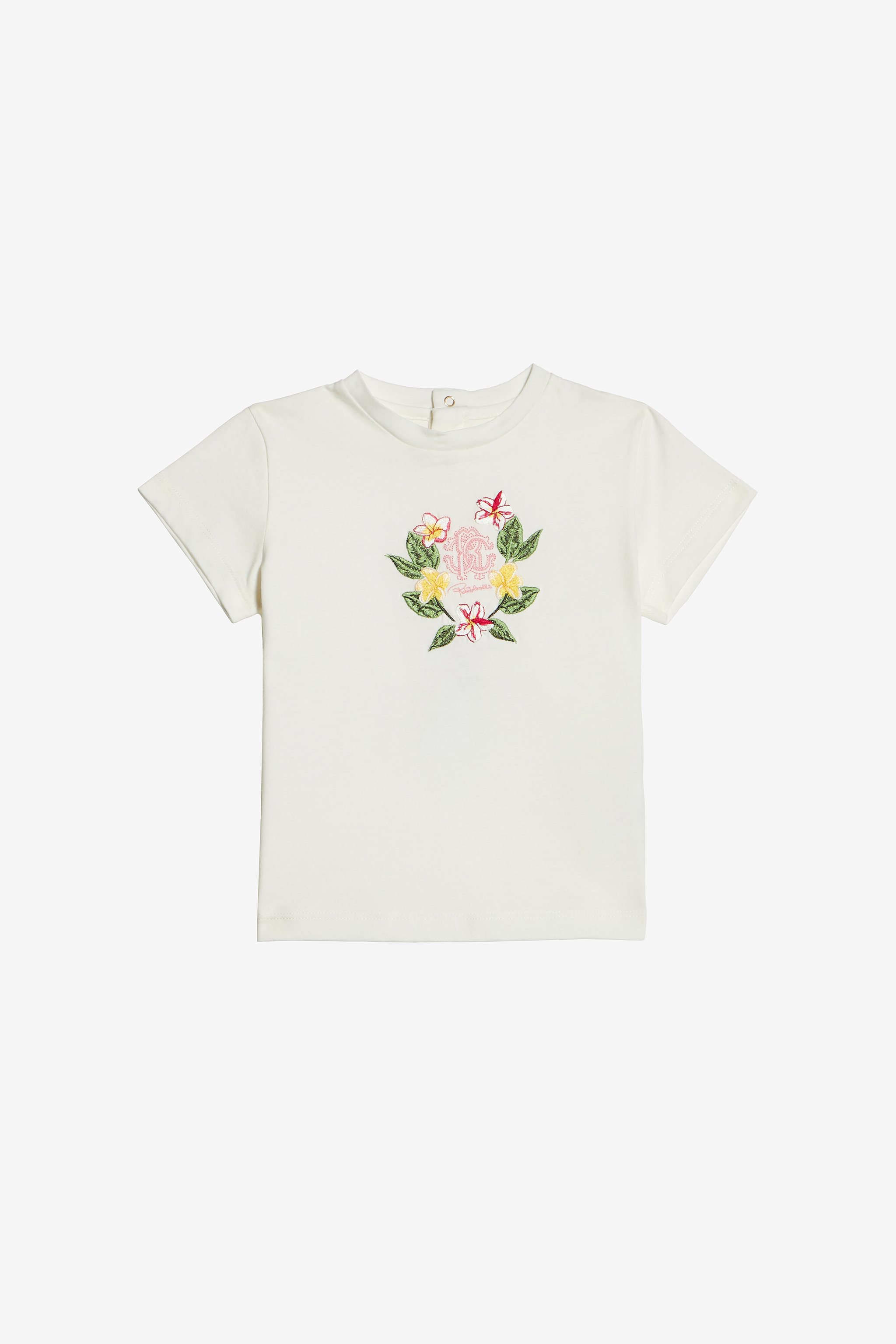 T-Shirt With RC Monogram And Floral Embroidery