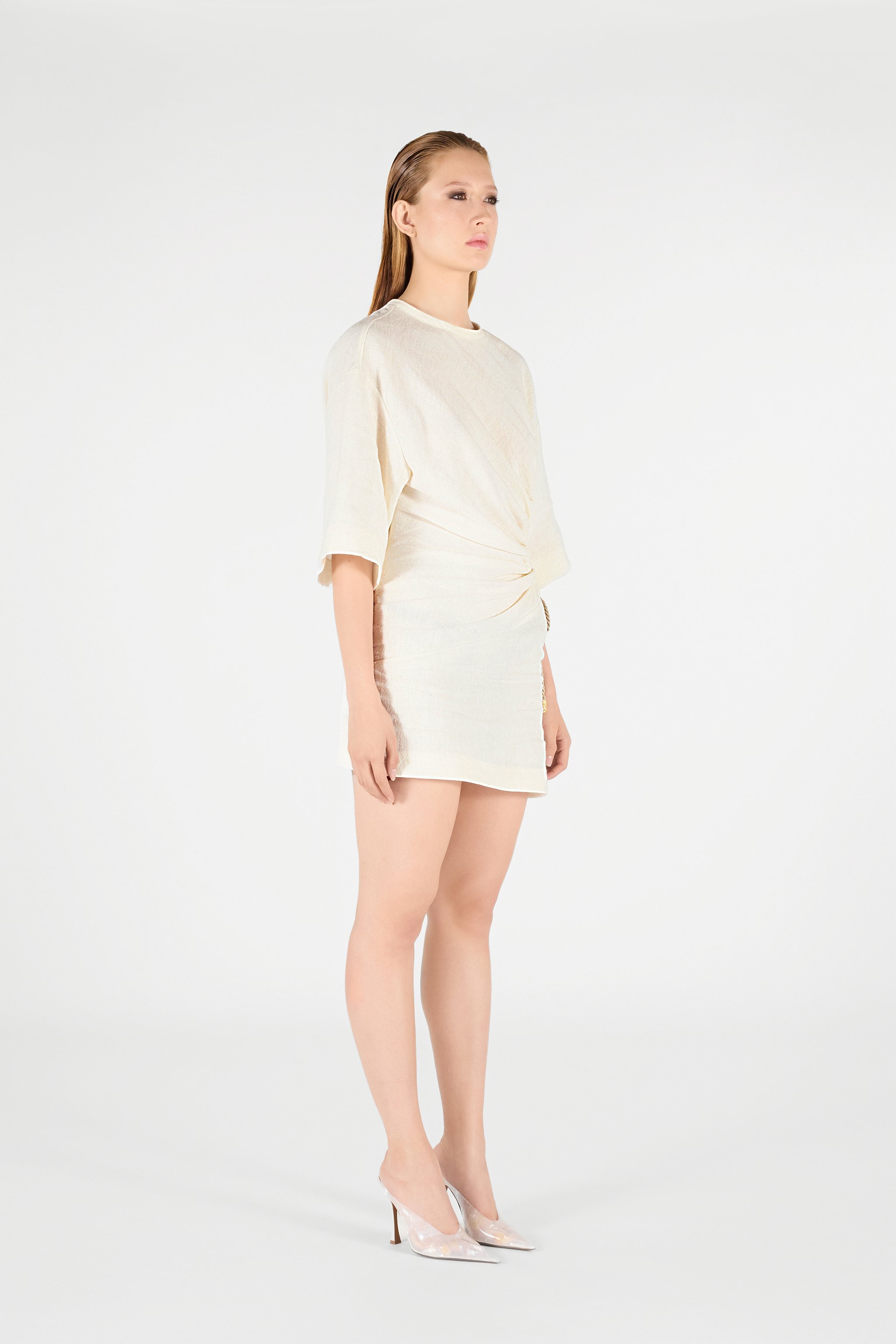Roberto Cavalli Kurzes Kleid Mit Wall-print In Ivory