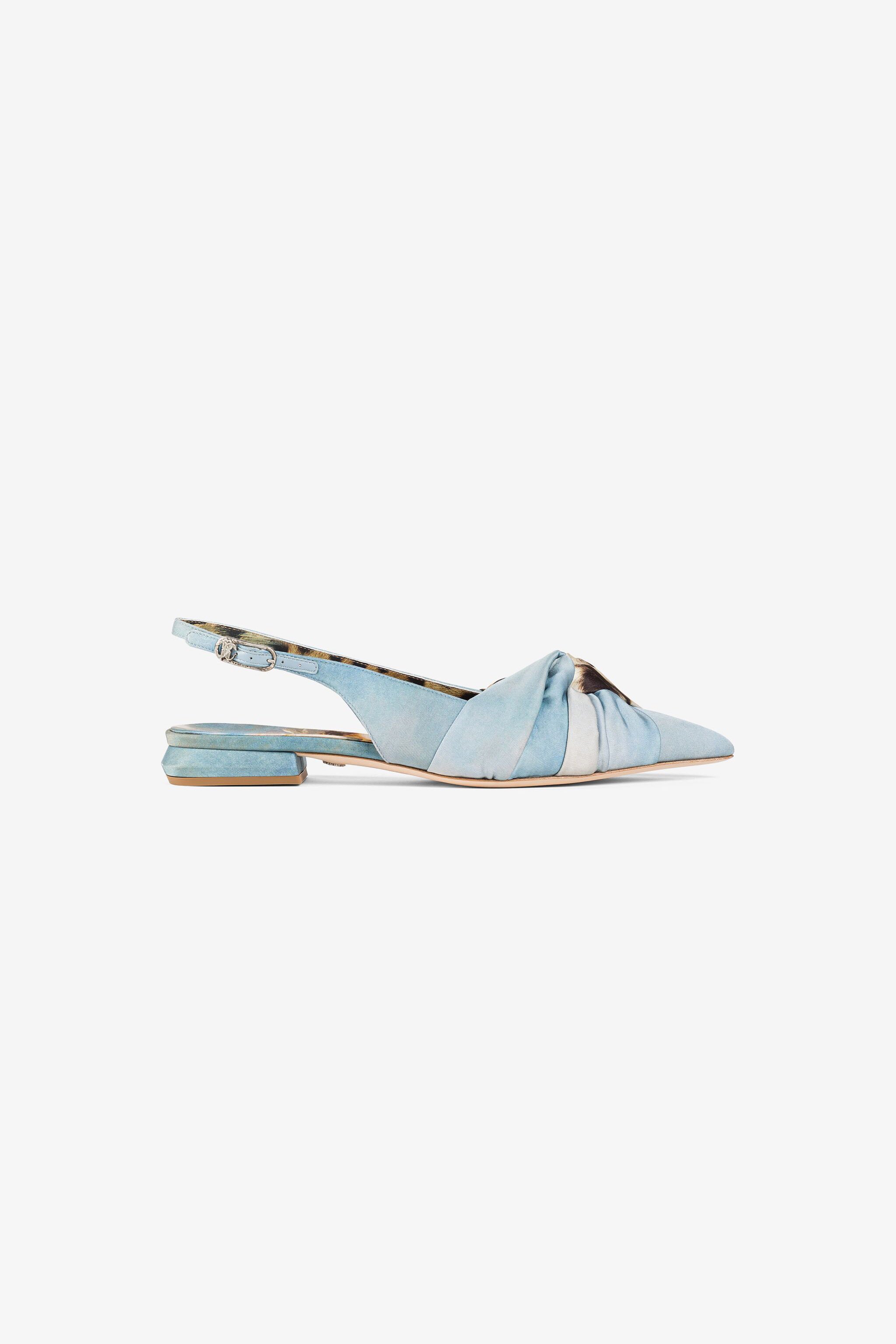 Roberto Cavalli Graphic-print Slingback Ballerinas In Light Blue