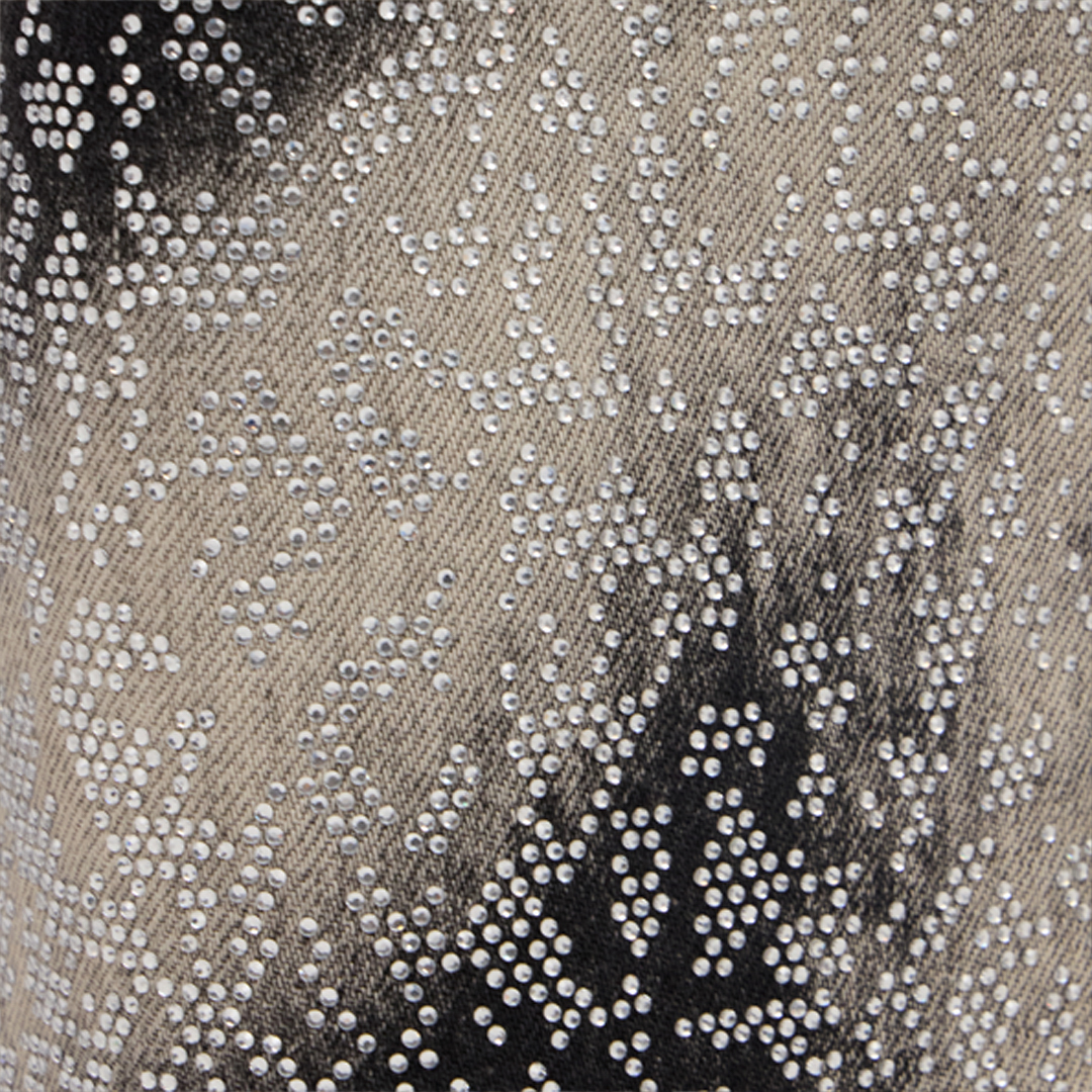 Jeans with Faded Effect and Rhinestones