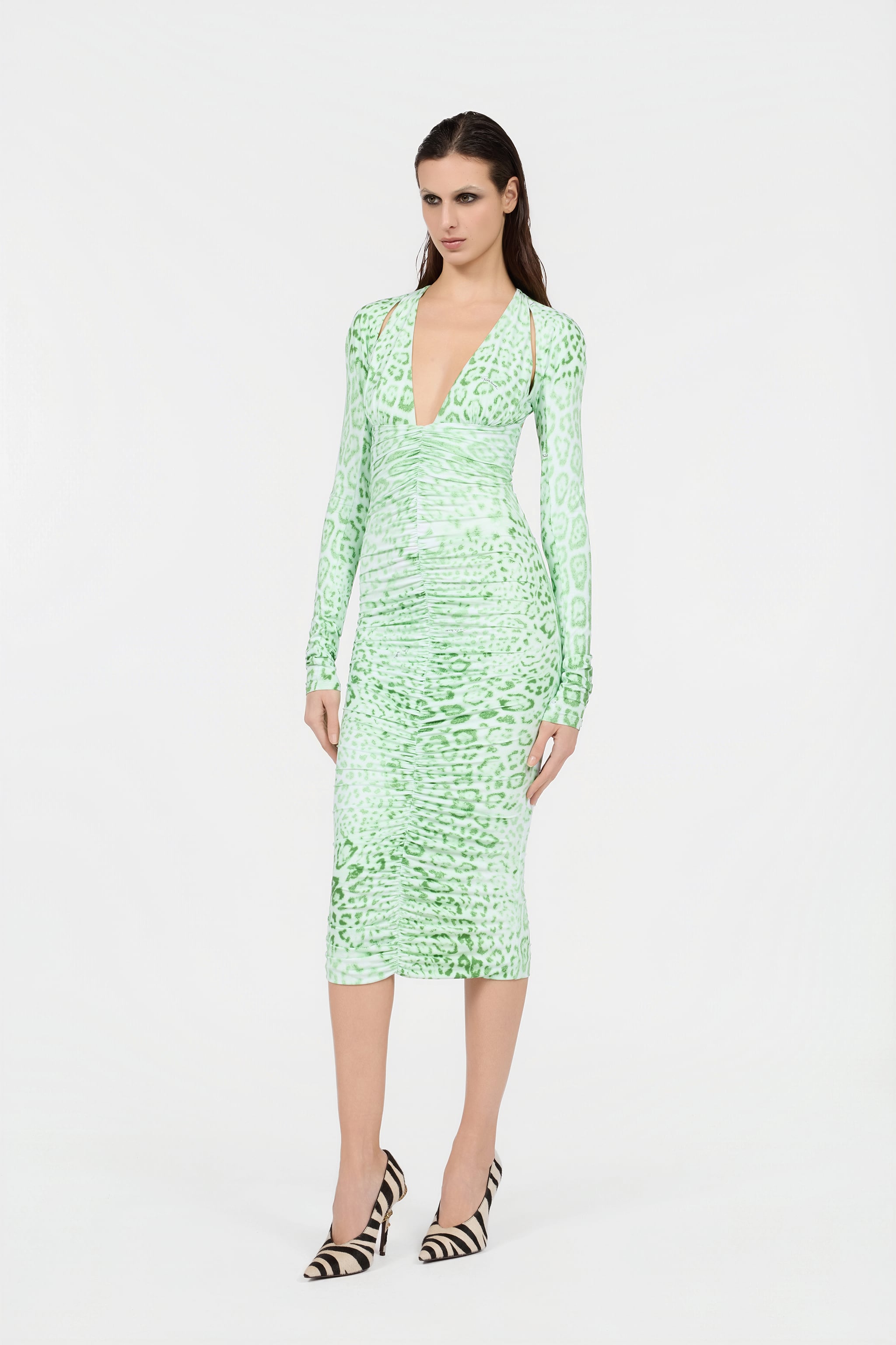 Roberto Cavalli Jaguar Mint Print Midi Dress | Thumbnail 2