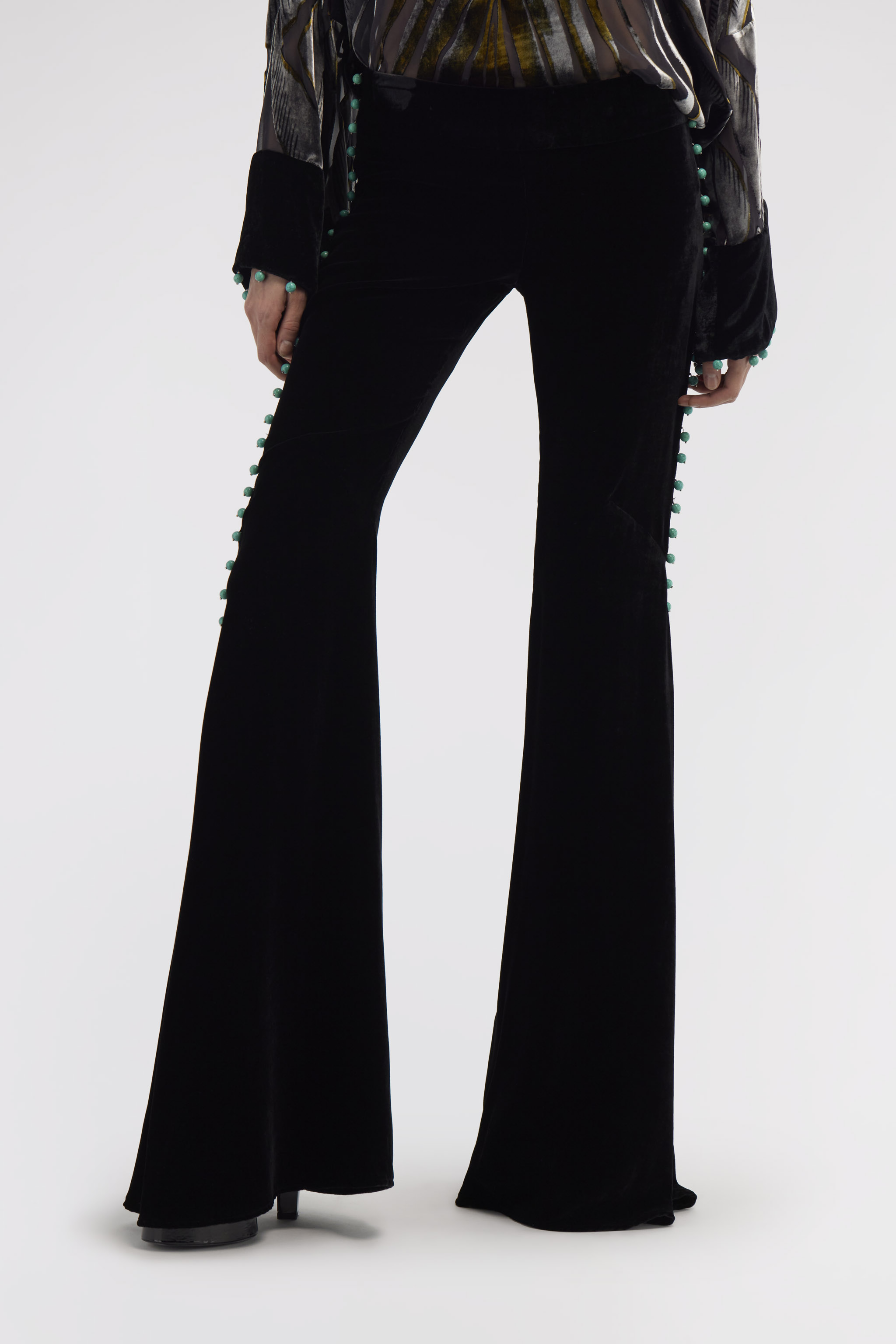 Roberto Cavalli Flare Black Trousers In Black