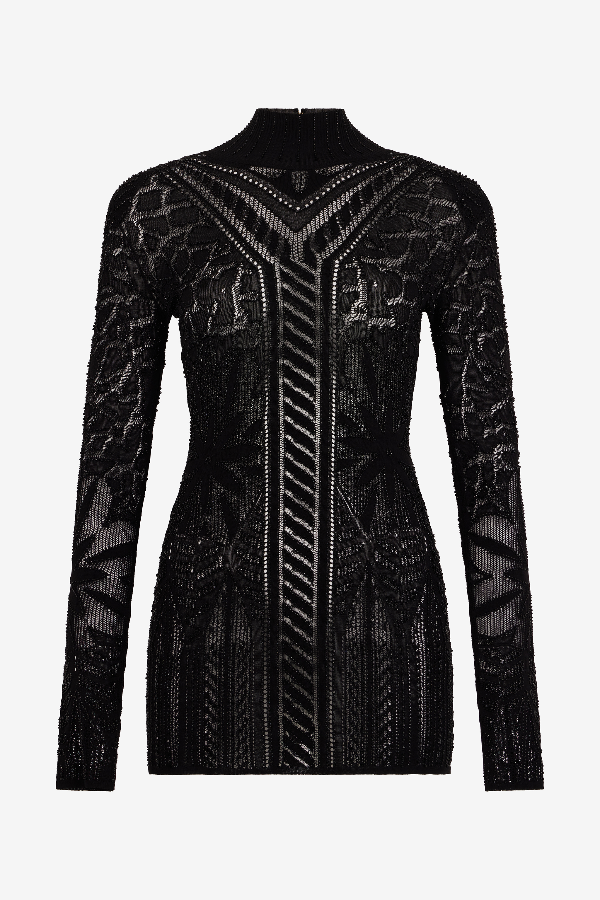  Roberto Cavalli Black Mini Dress With See-through Openwork Pattern - Female  Black S 
