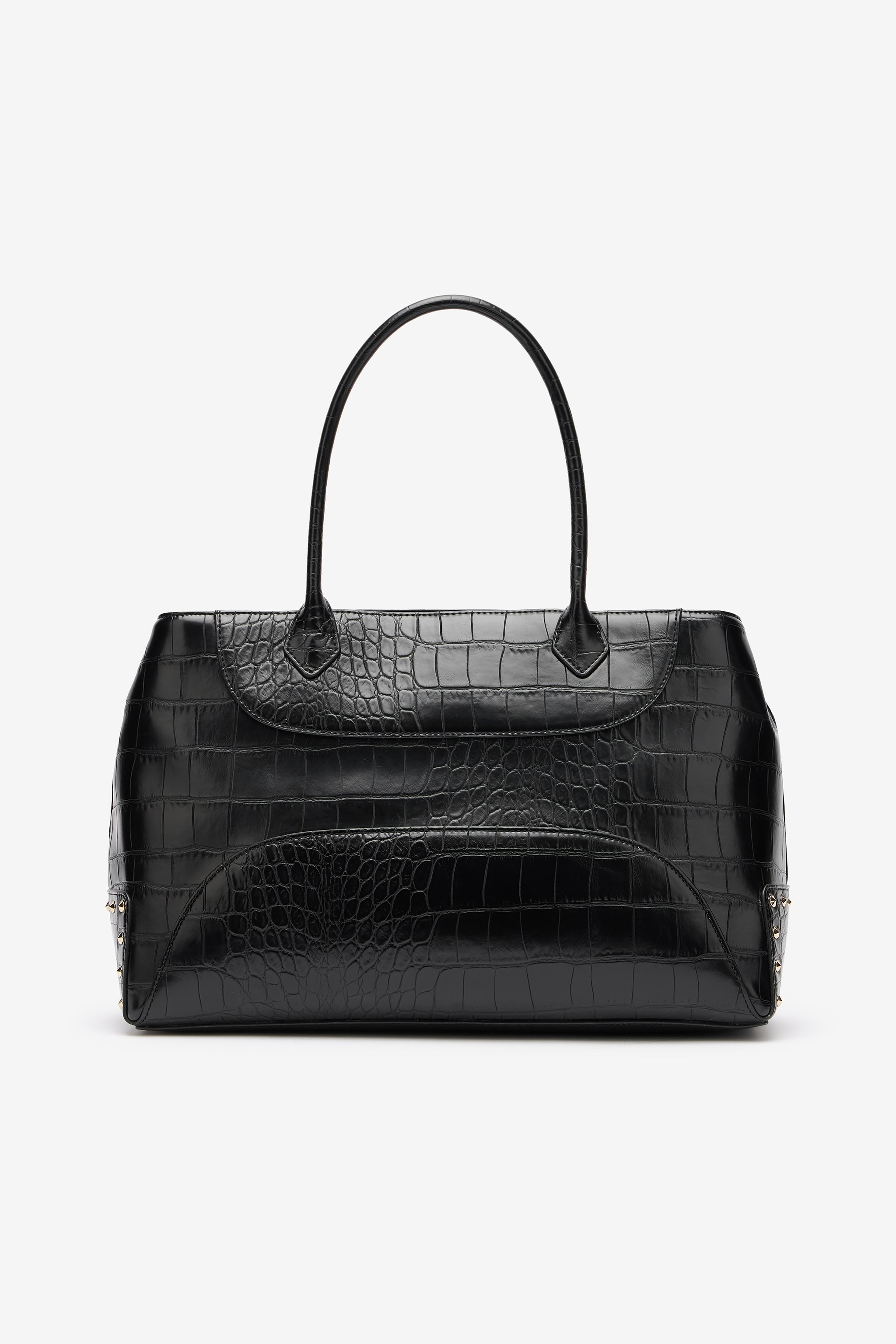Roberto Cavalli Just Cavalli Studded Croc Print Tote Bag In Black