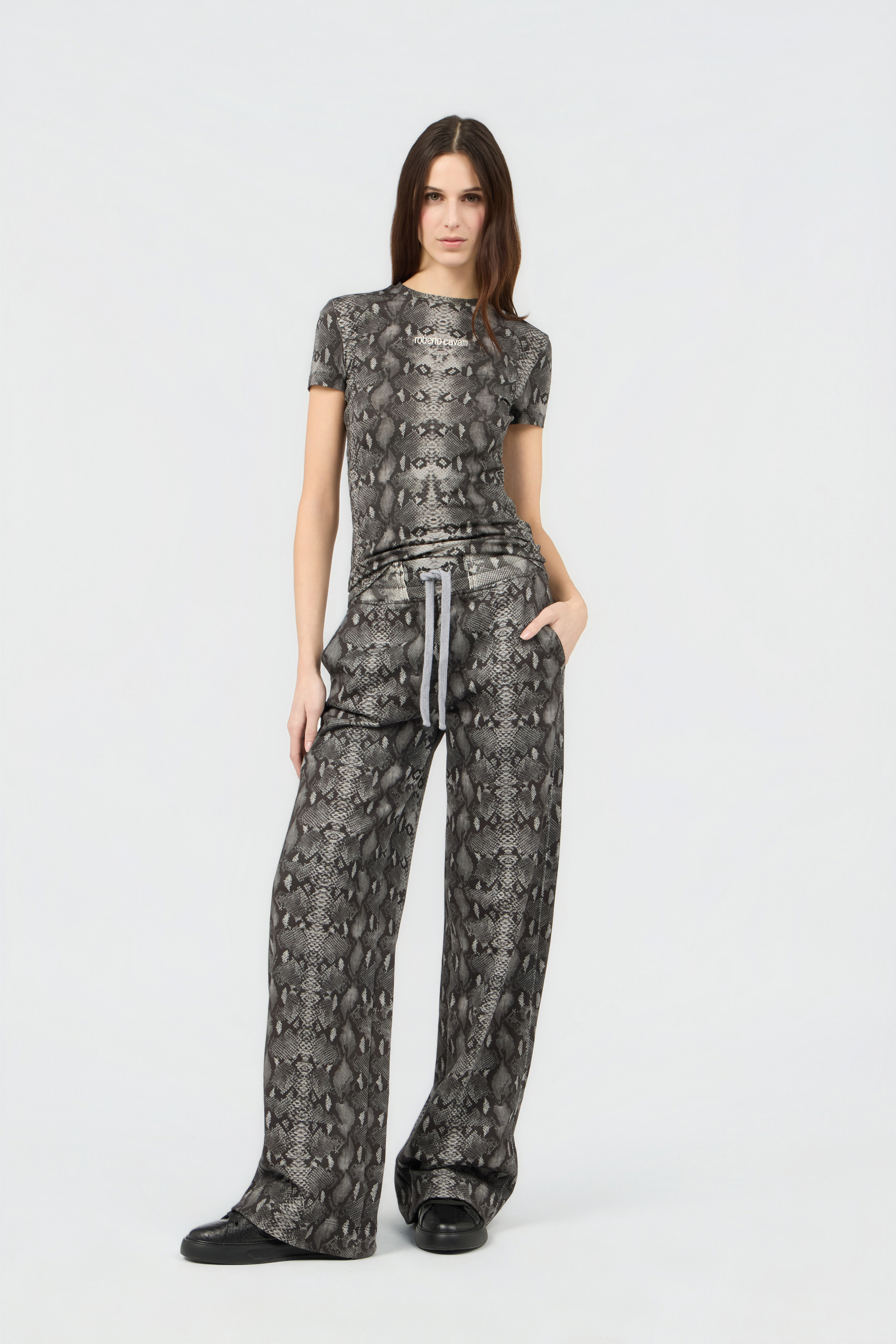 Roberto Cavalli Python Print T-shirt In Multi