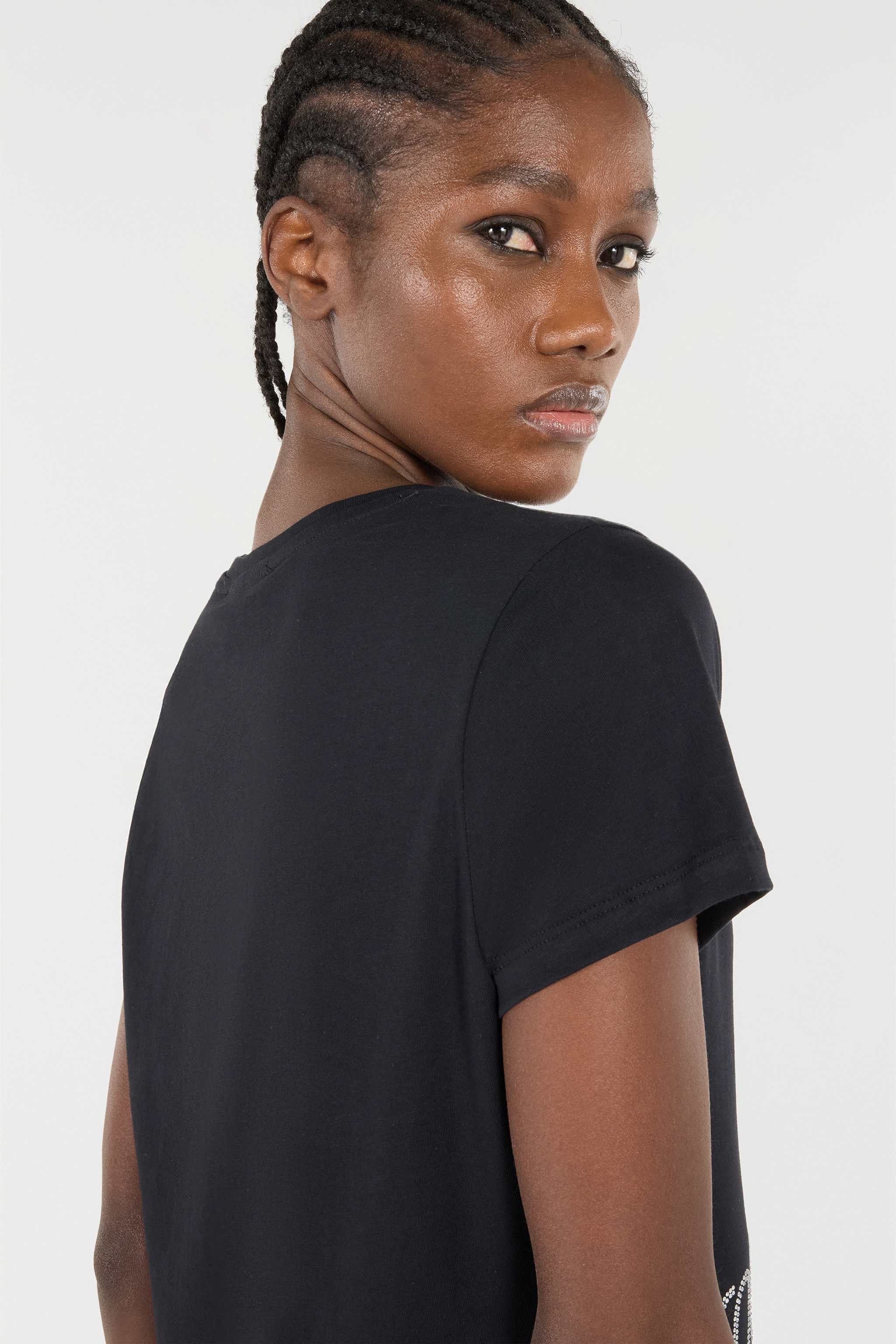 Shop Roberto Cavalli T-shirt Mit Monogramm Rc Und Logo Mit Nieten In Black