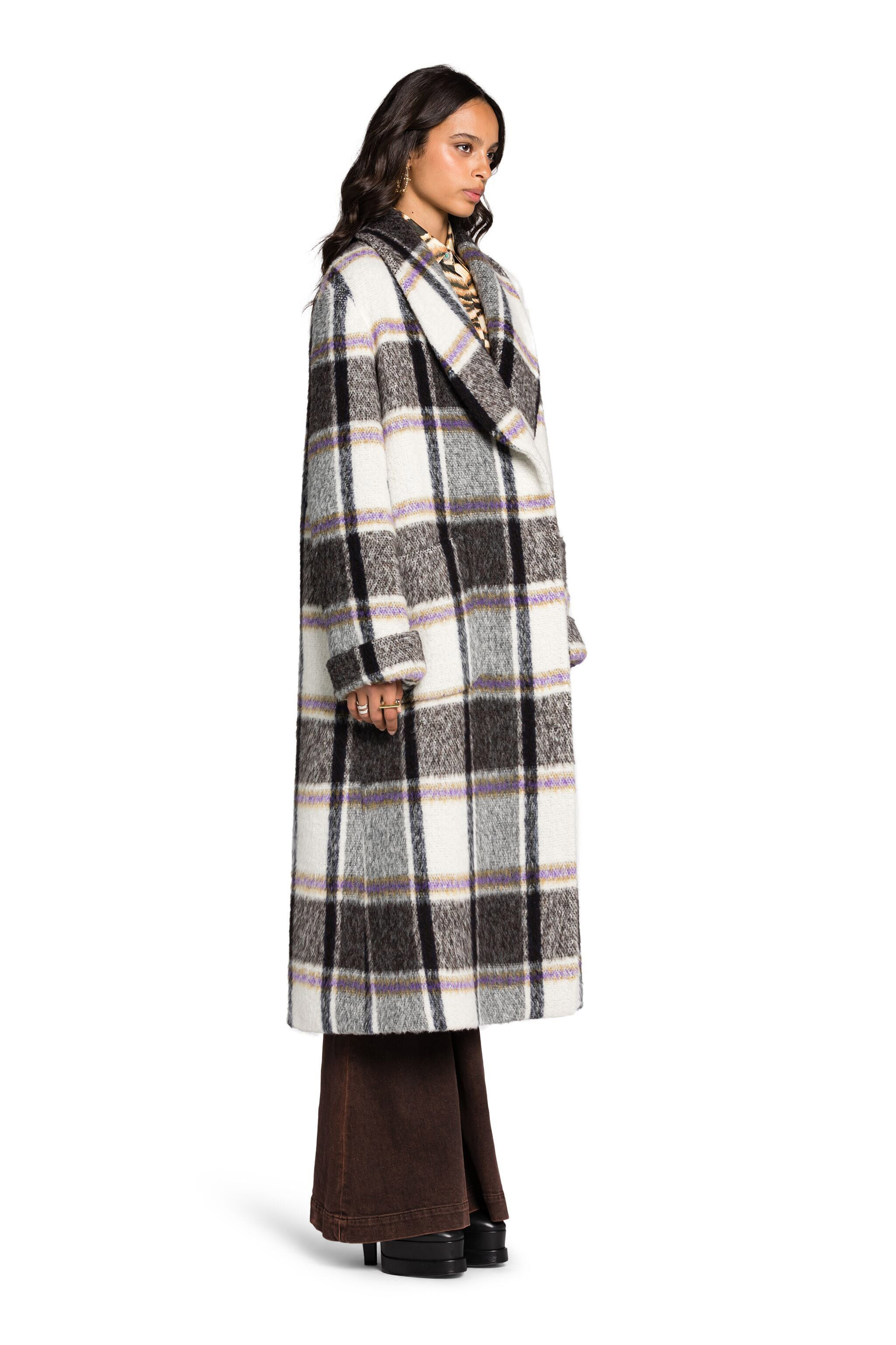 Roberto Cavalli Karierter Mantel In Black/white