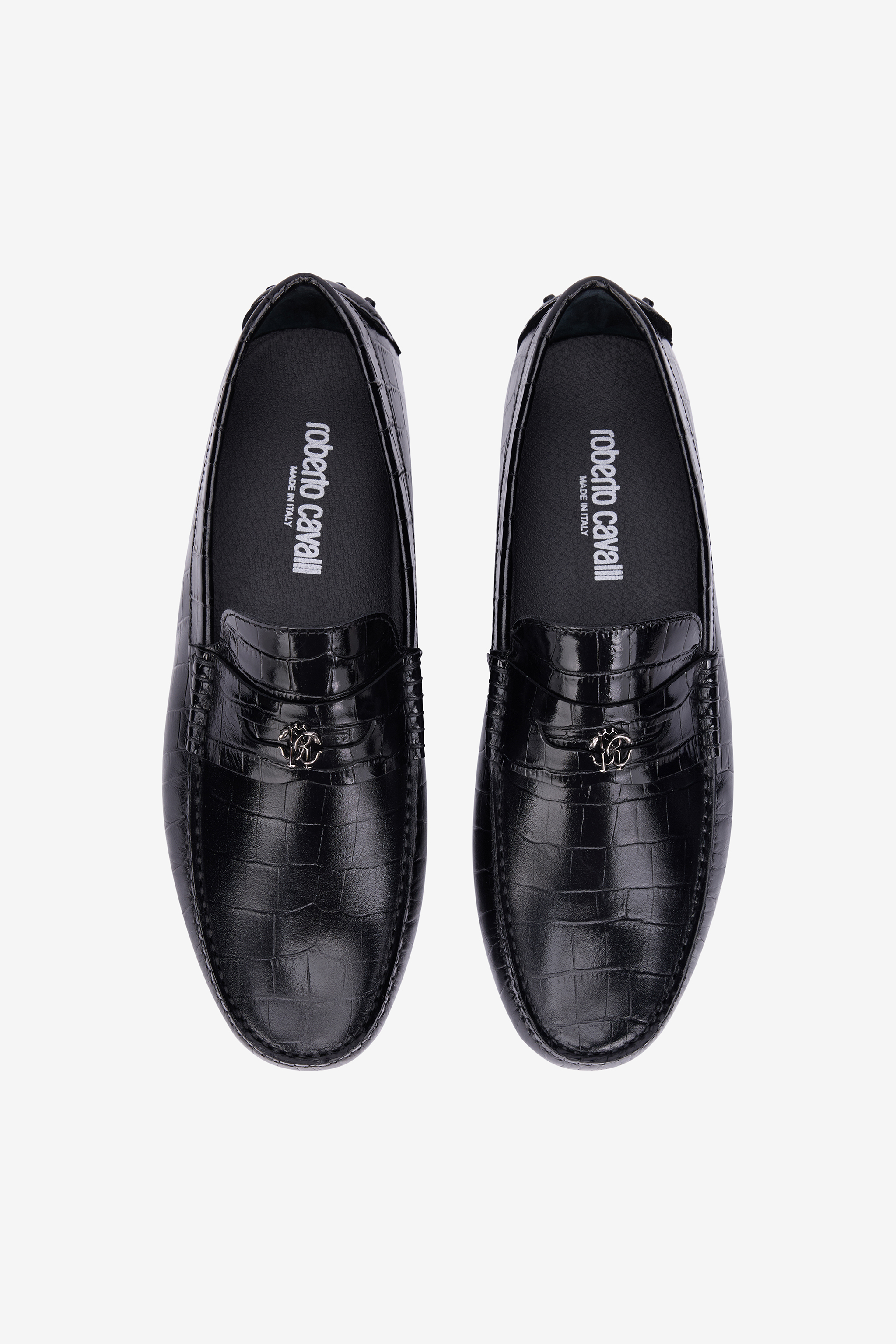 Black Croc-Effect Leather Loafer