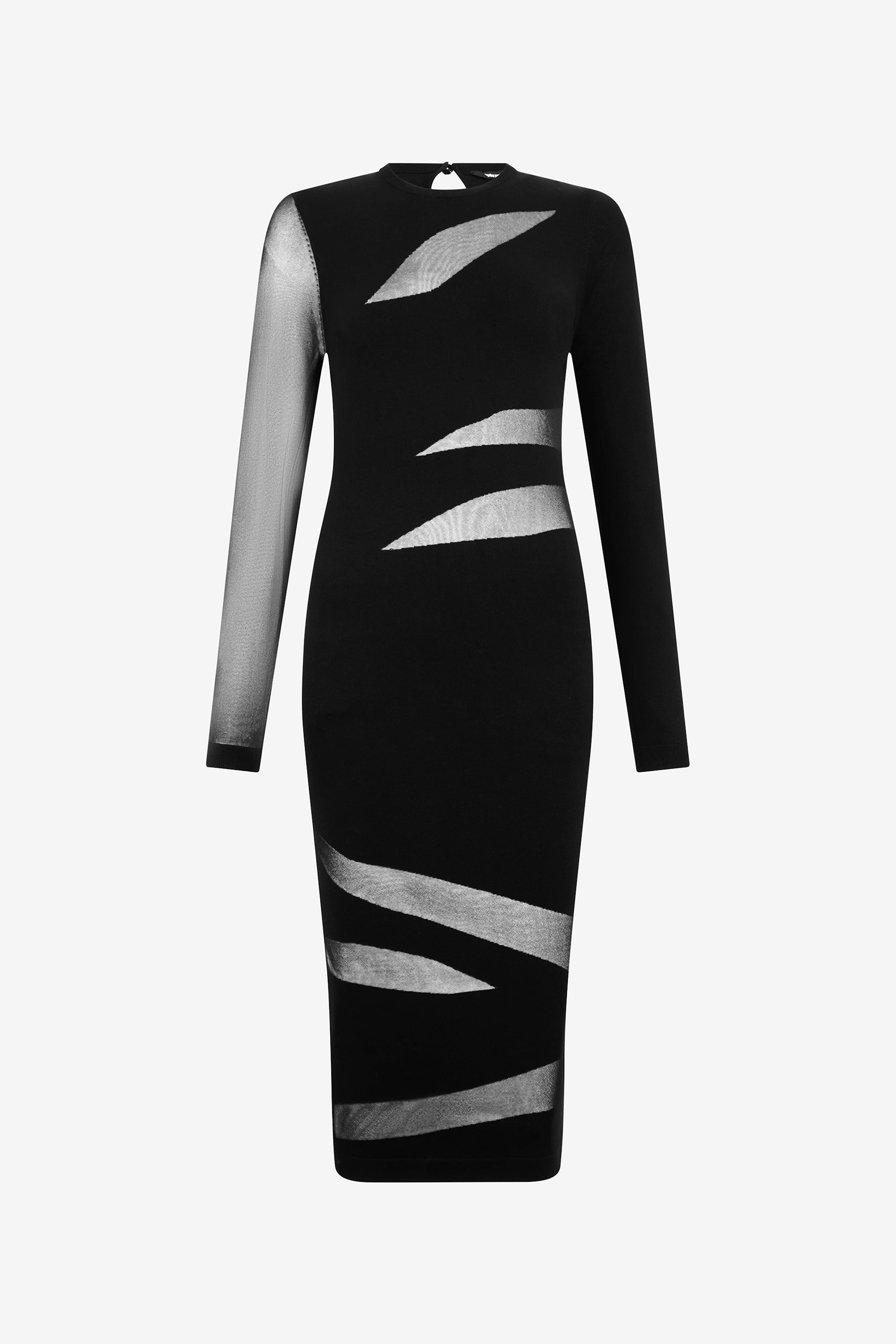 Roberto Cavalli Midi Dress In Black With Two-tone Pattern In Black