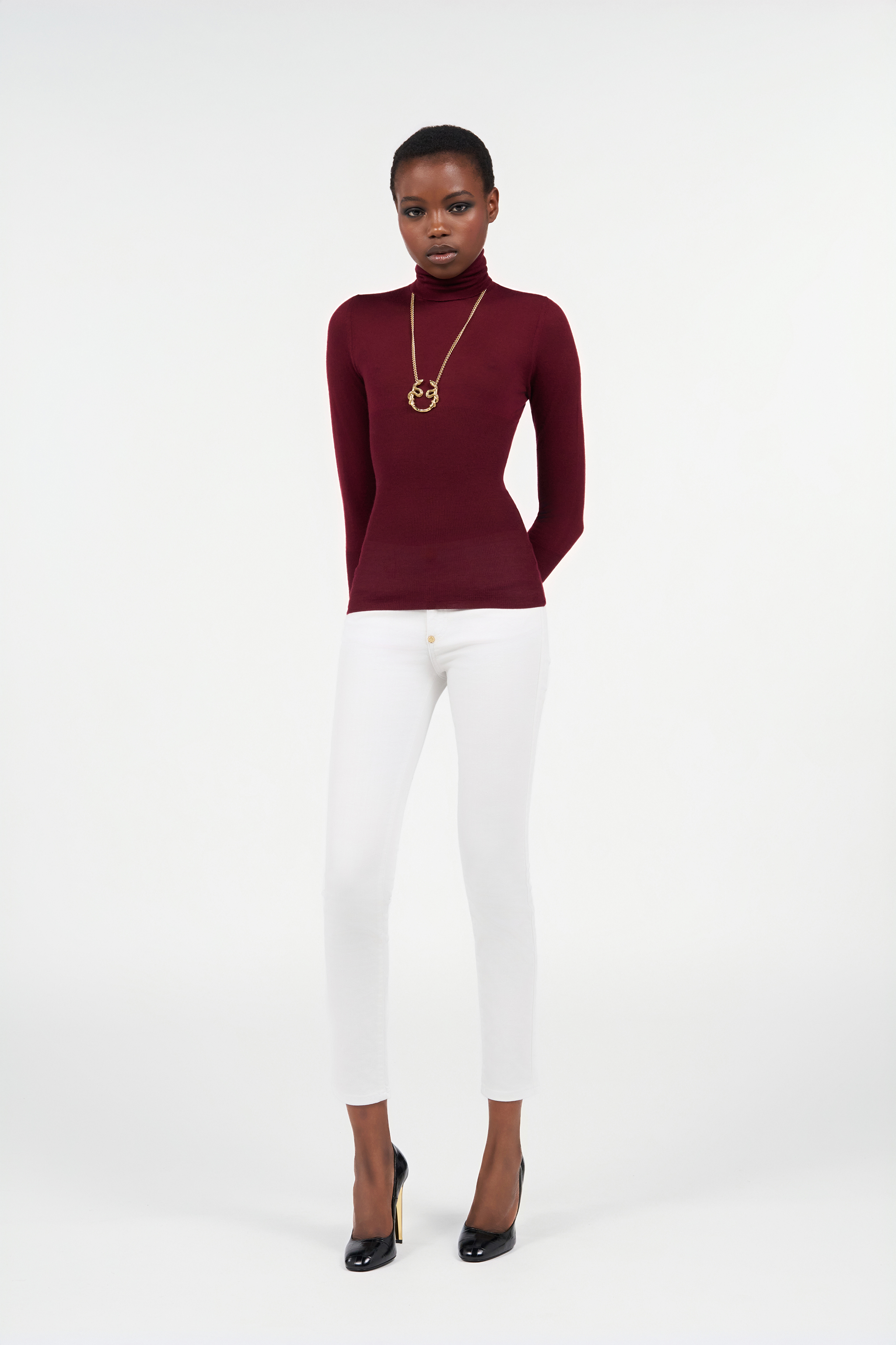 Burgundy Turtleneck Top