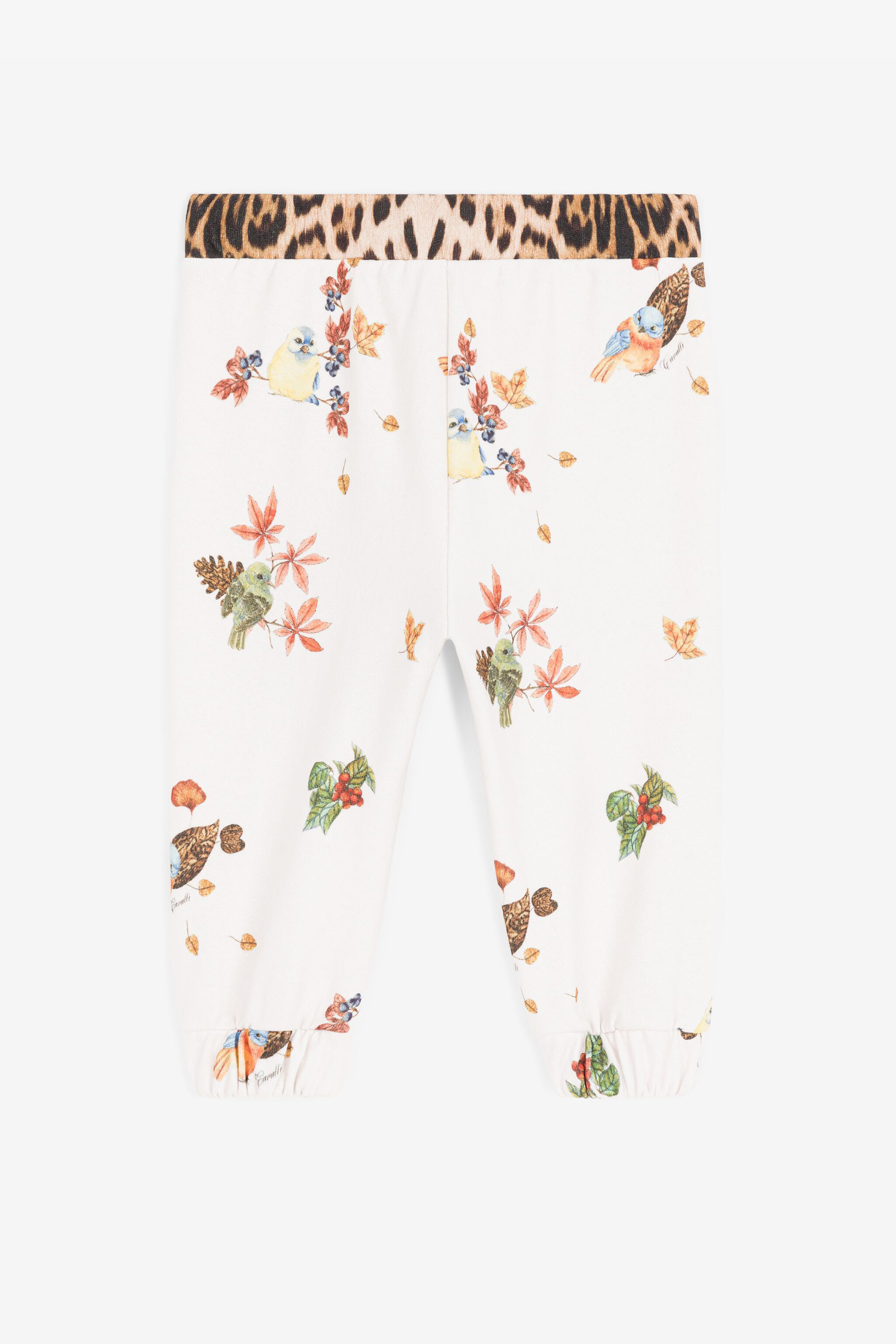 Shop Roberto Cavalli Baumwoll-sweathose Mit Vogel- Und Leoparden-print In Pink