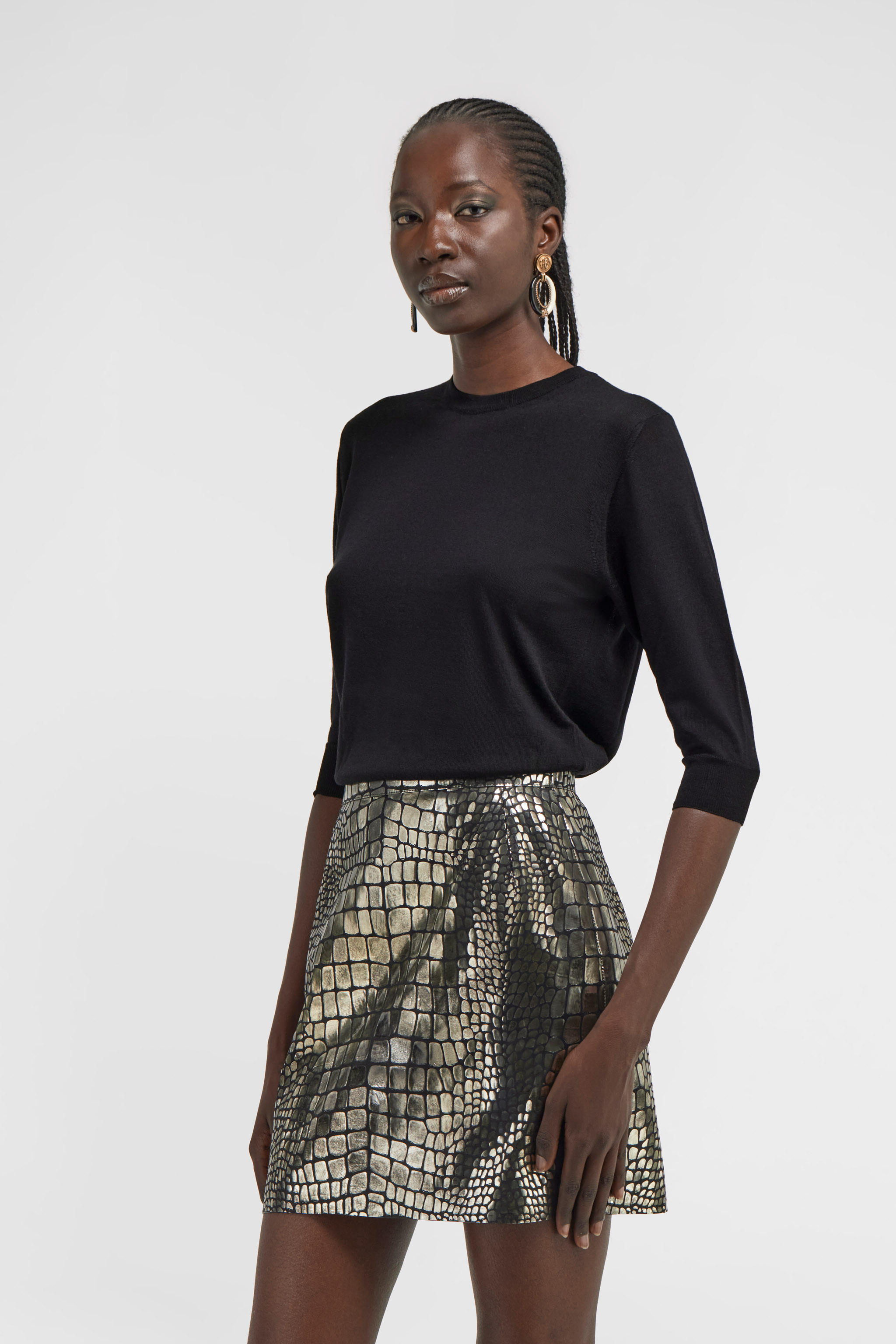 Roberto Cavalli Short-sleeved Sweater In Black