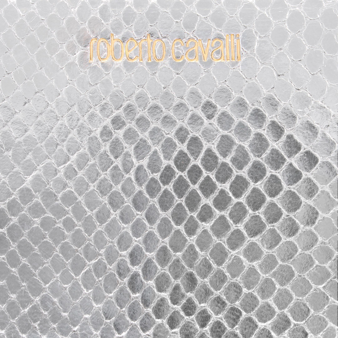 Shop Roberto Cavalli Zip-around Wallet With Snake Print In Silver