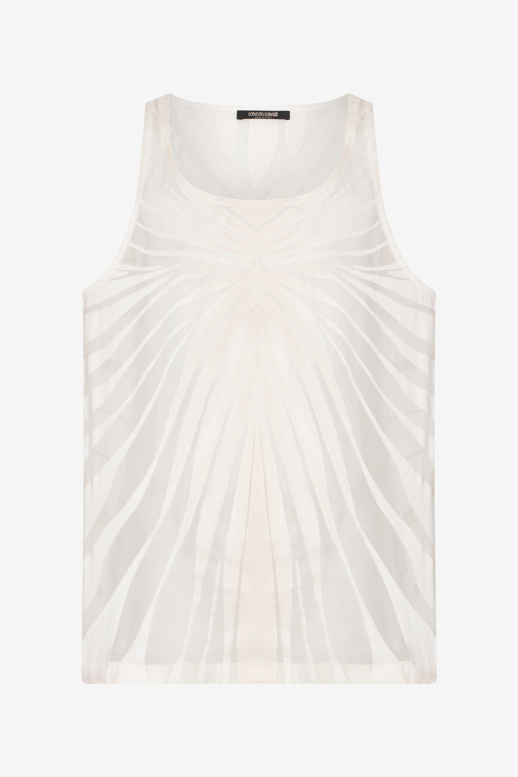 Roberto Cavalli Top With Ray Devoré Print - Male - Sleeveless Tops - White - L - Tops - Image 2