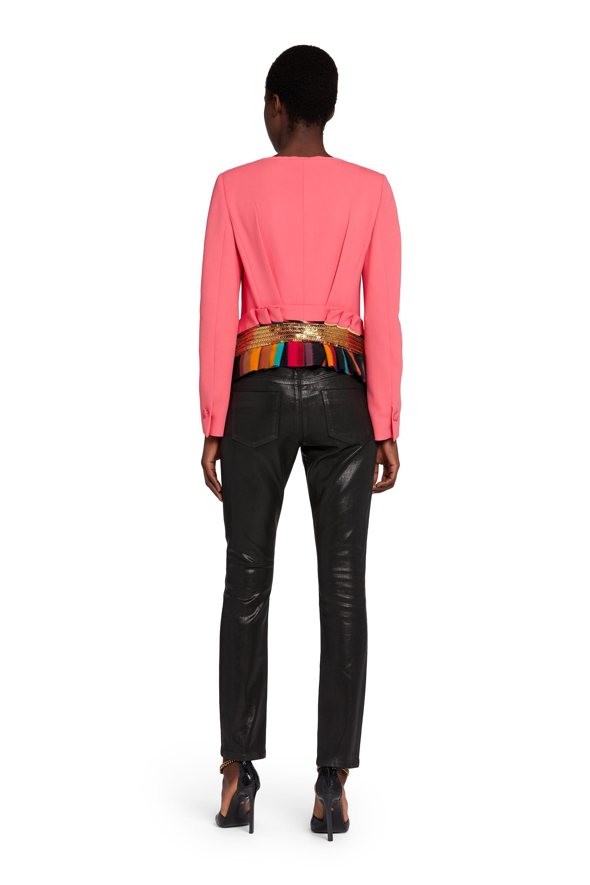 Roberto Cavalli Chameleon Rug-print Panelled Jacket In Fuchsia