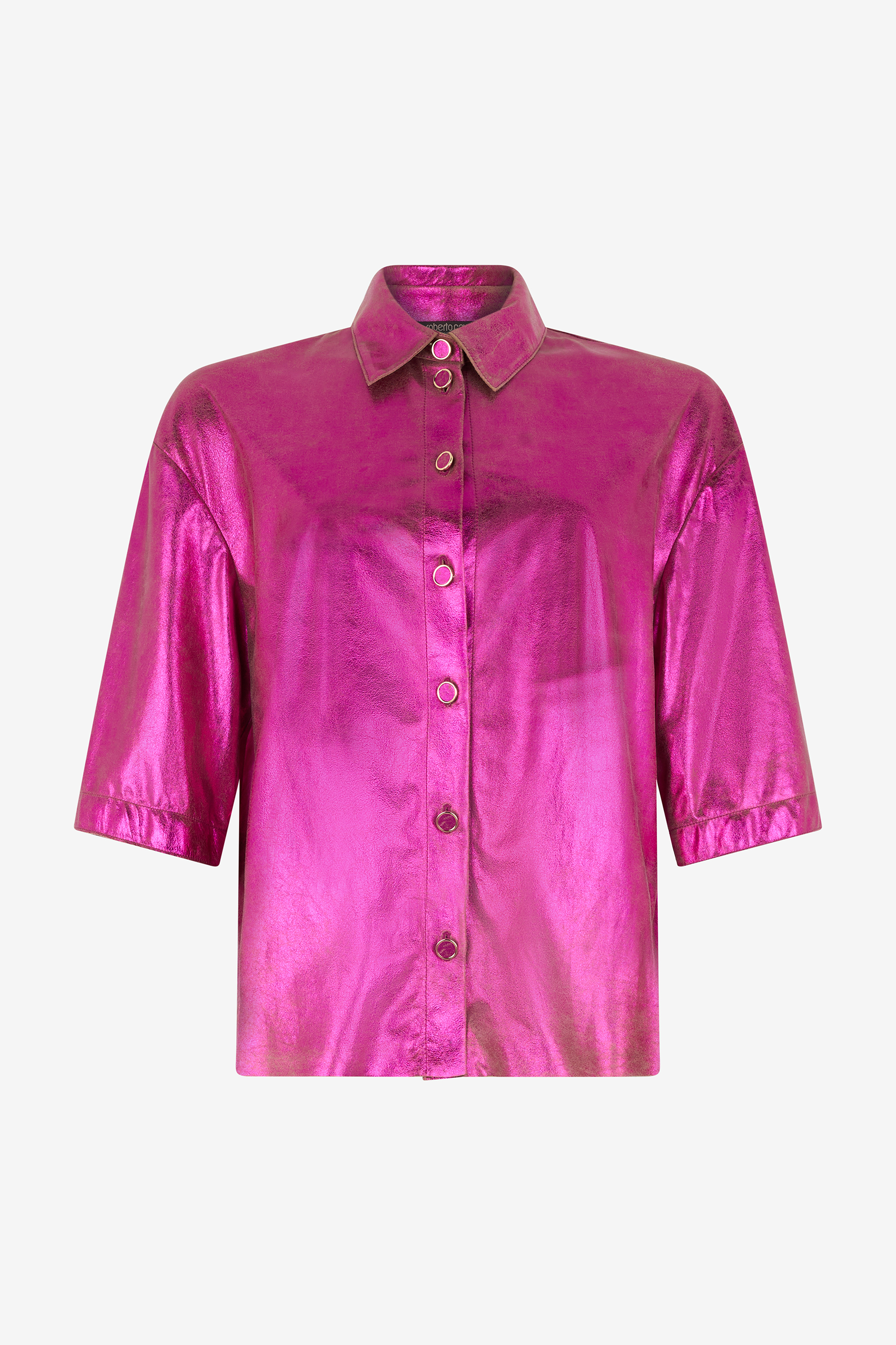 Roberto Cavalli Women's Fuchsia Shiny Lurex Shirt - Tops Sand