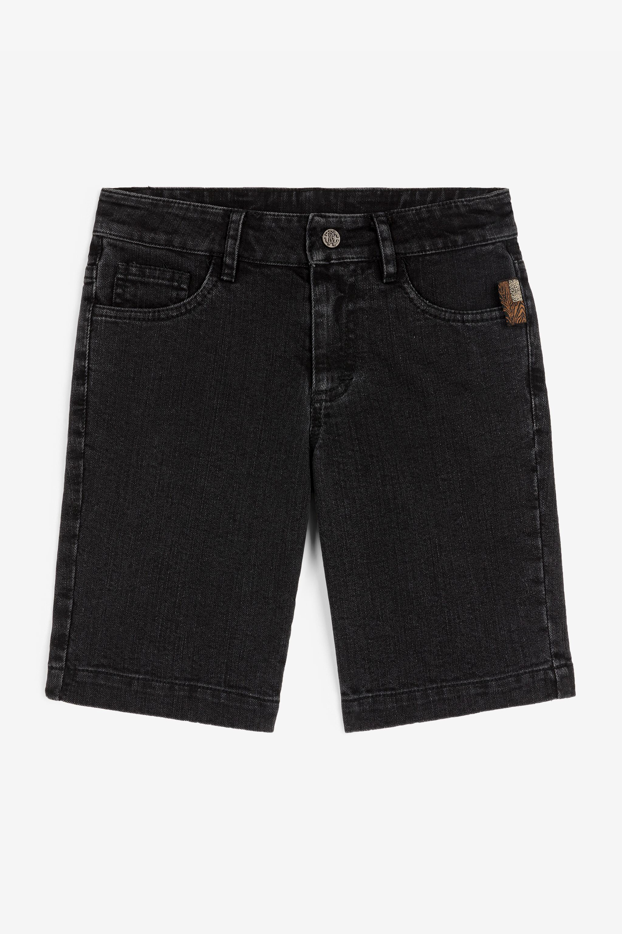 Roberto Cavalli Boys Black Logo-Plaque Denim Shorts - Ready To Wear