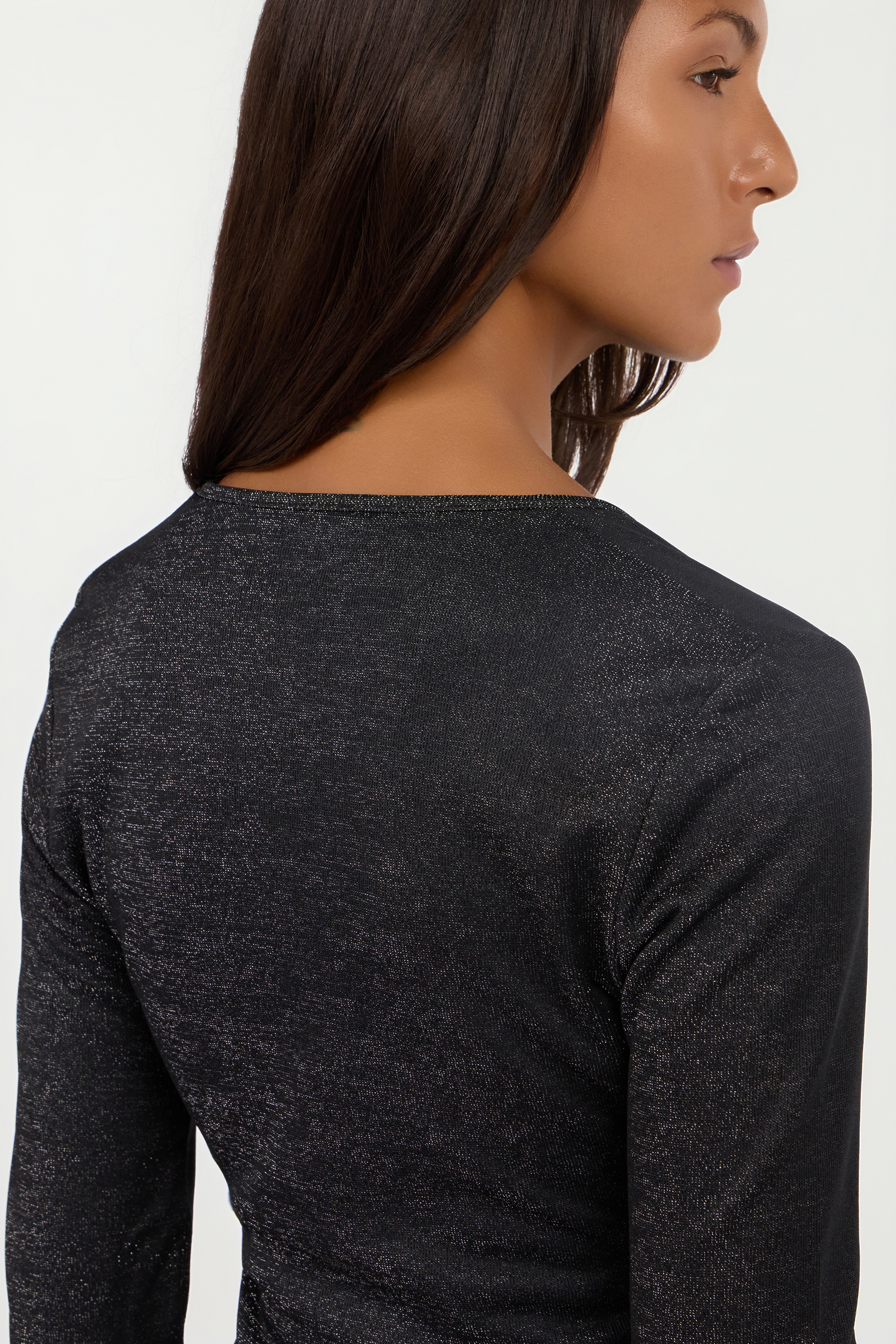 Roberto Cavalli Black Sweater With Glitter And Ring In Black