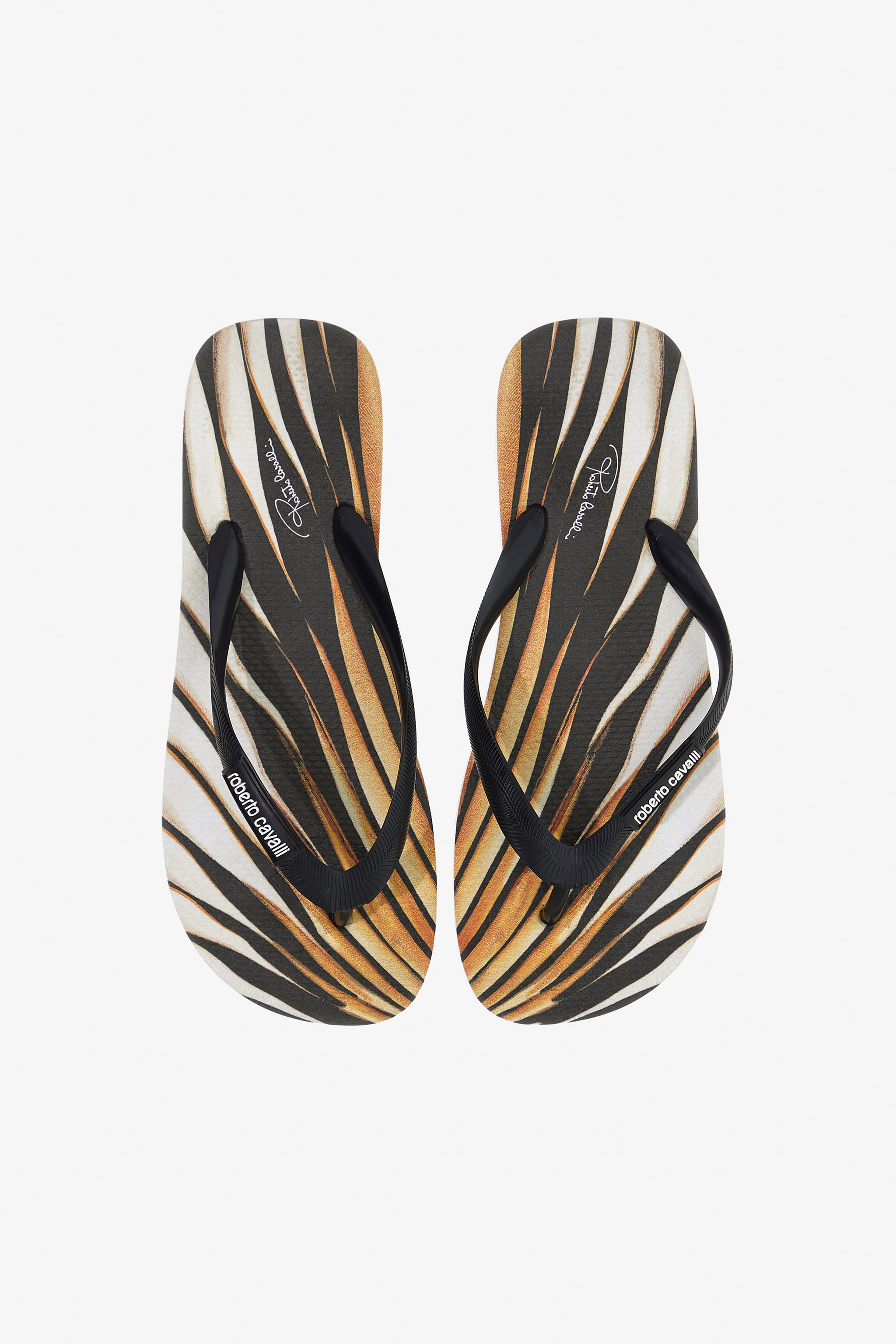 Roberto Cavalli Ray Of Gold Flip Flops In Gold