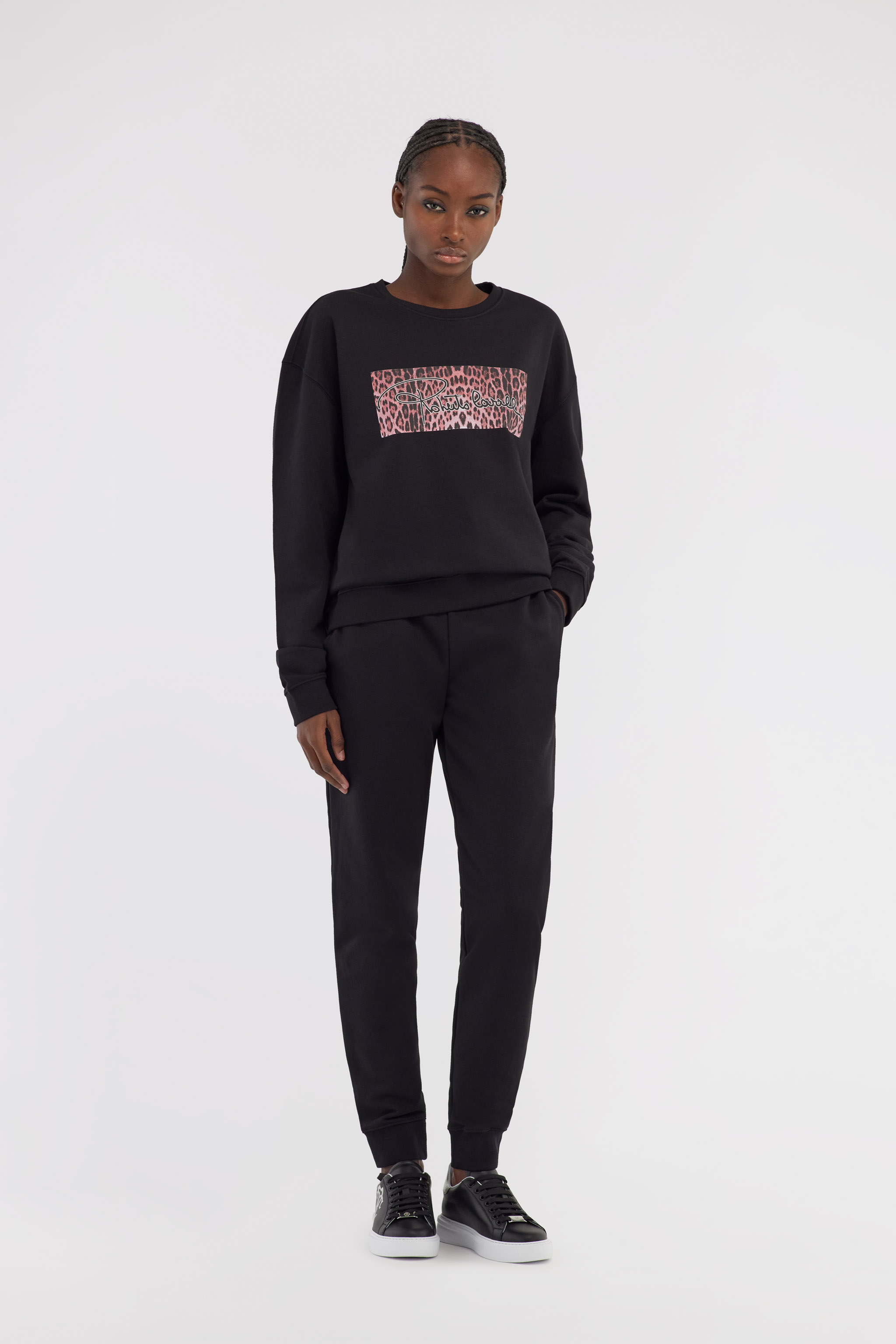 Roberto Cavalli Sweatshirt With Signature In Black